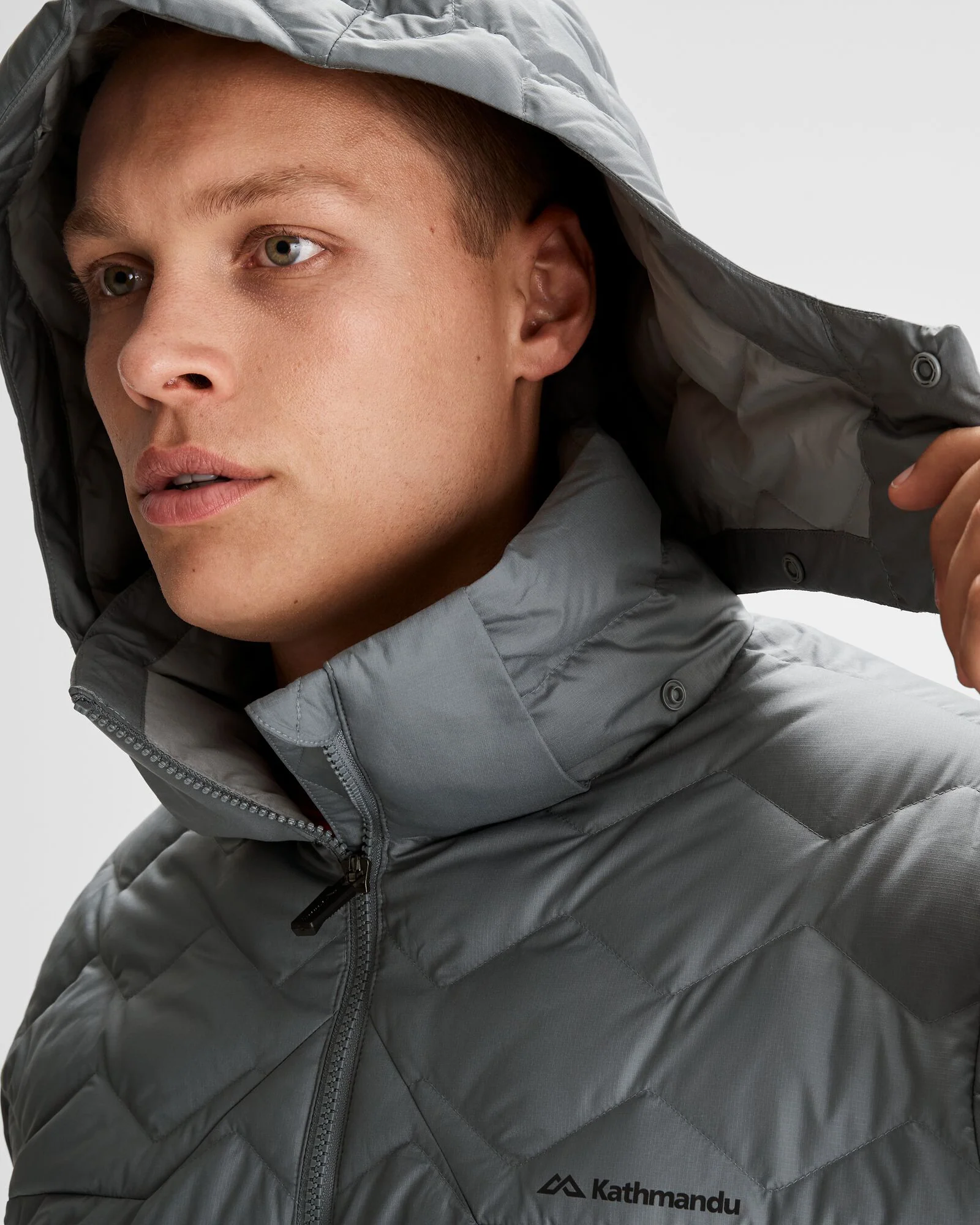 Men's Any Time Down Hooded Parka Jacket  - Moon - Image 5
