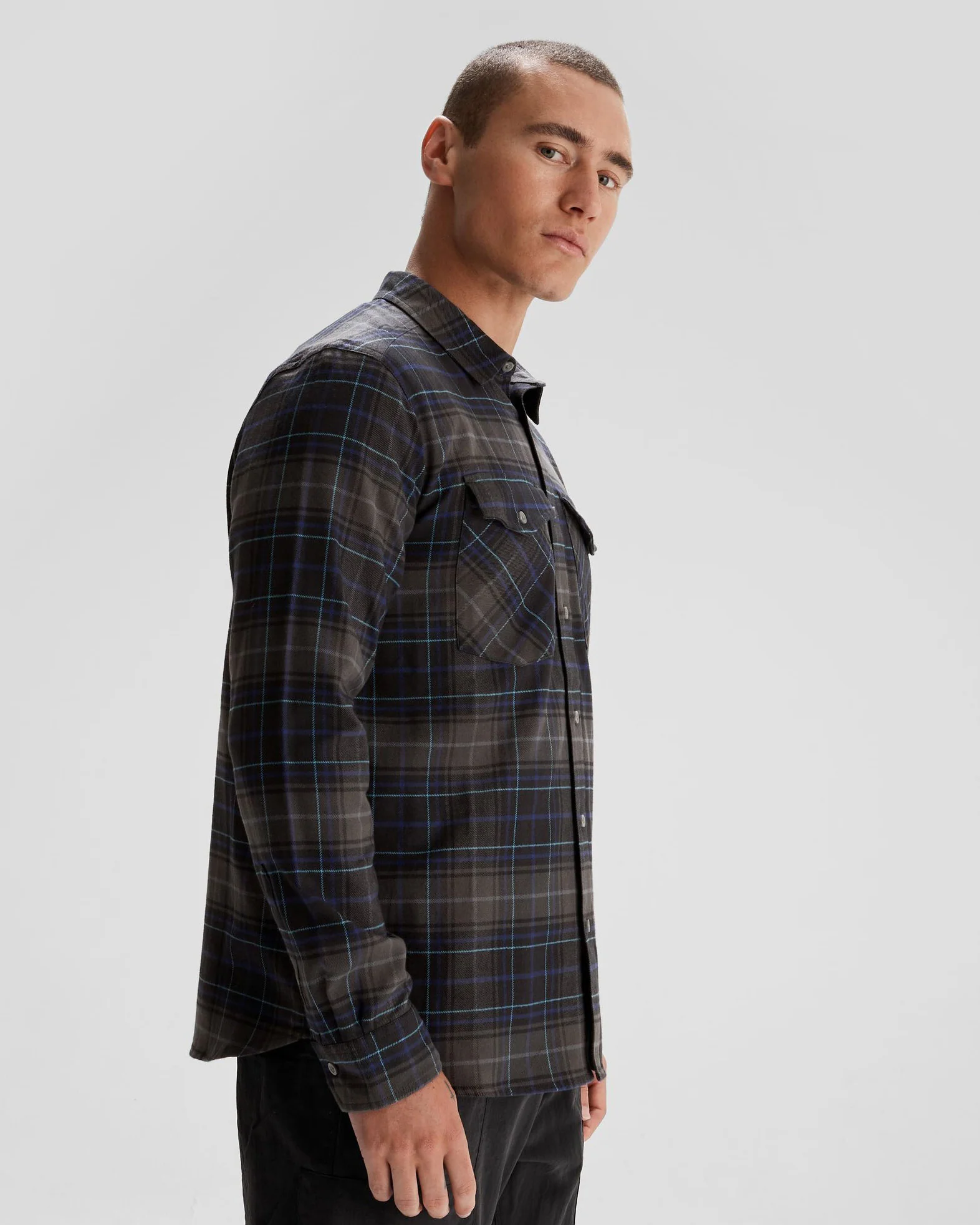 Men's Carrillon HF Long Sleeve Shirt - Hillside Plaid Charcoal - Image 3