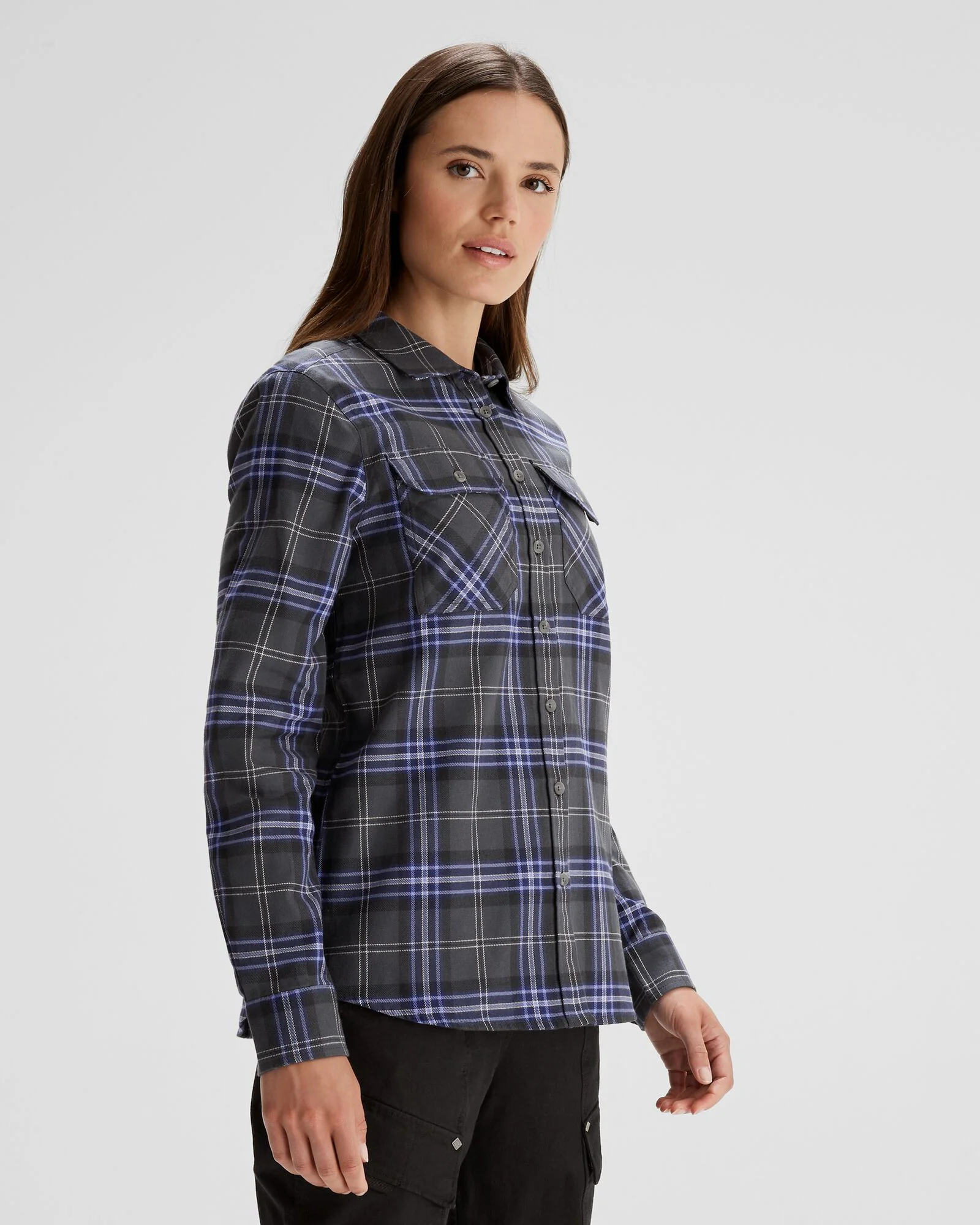 Women's Carrillon HF Long Sleeve Shirt  - Mountain Plaid Dark Night - Image 3