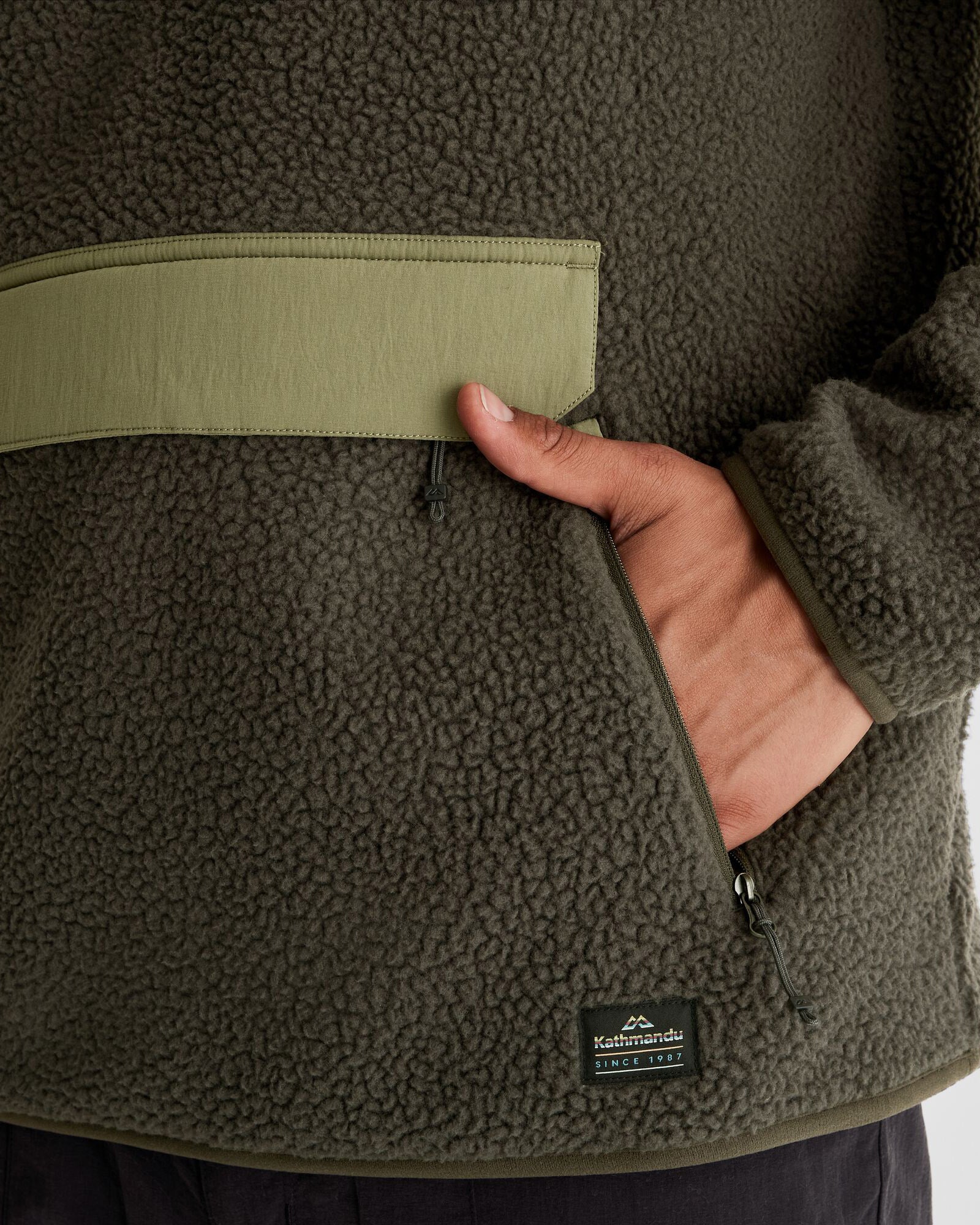 Men's Co-Z High Pile Hooded Pullover  - Dark Moss - Image 4