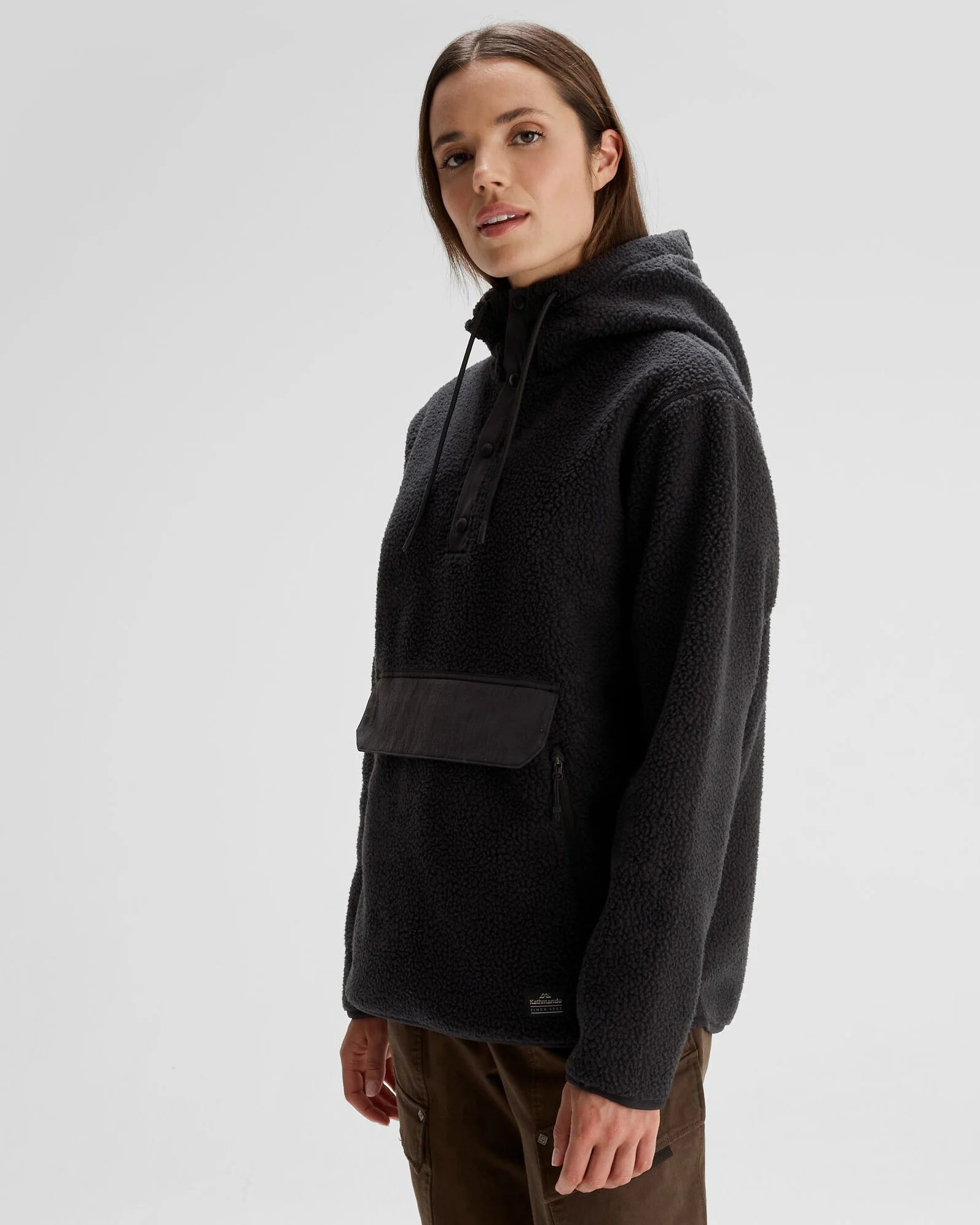 Women's Co-Z High Pile Hooded Pullover  - Black - Image 3