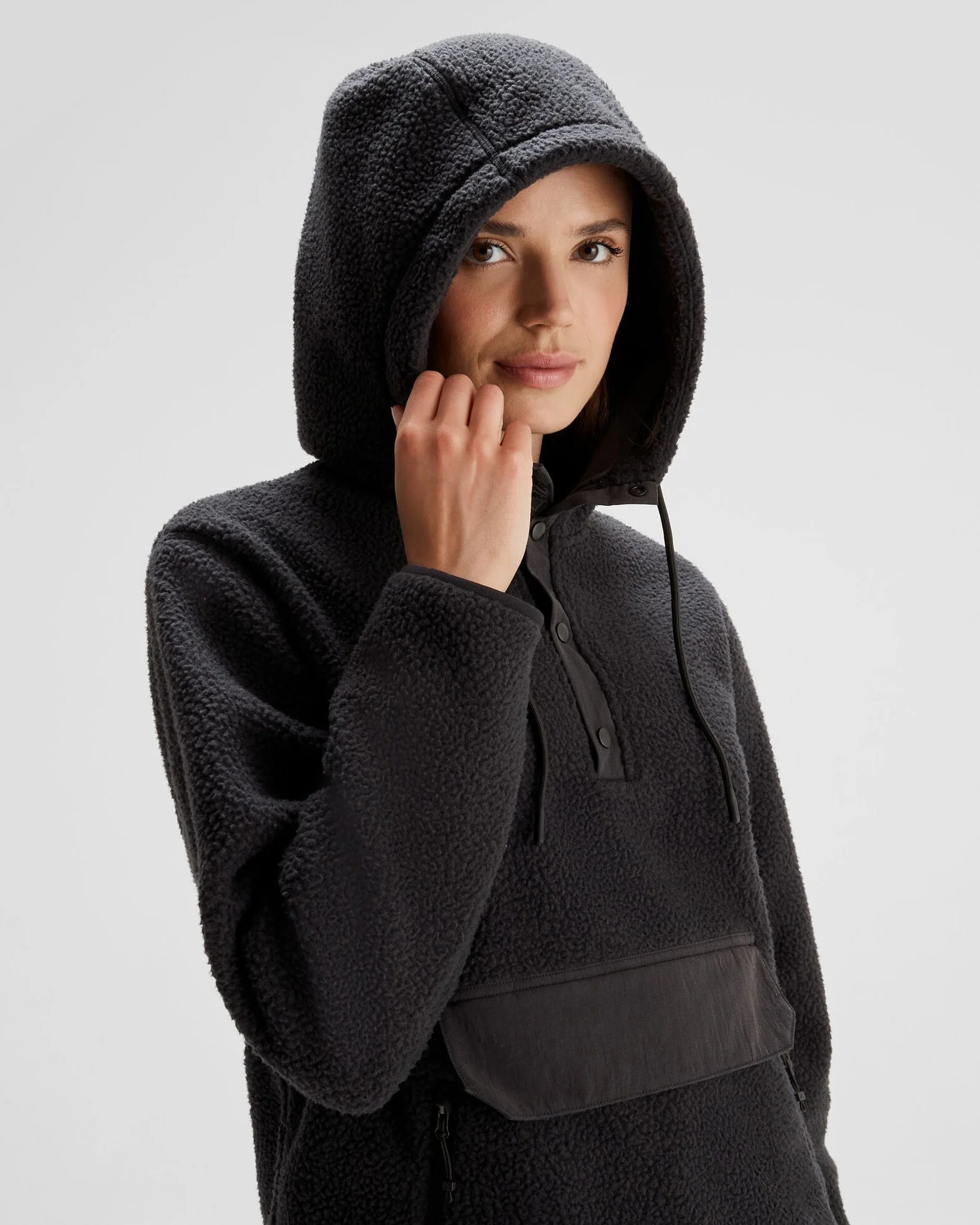 Women's Co-Z High Pile Hooded Pullover  - Black - Image 6