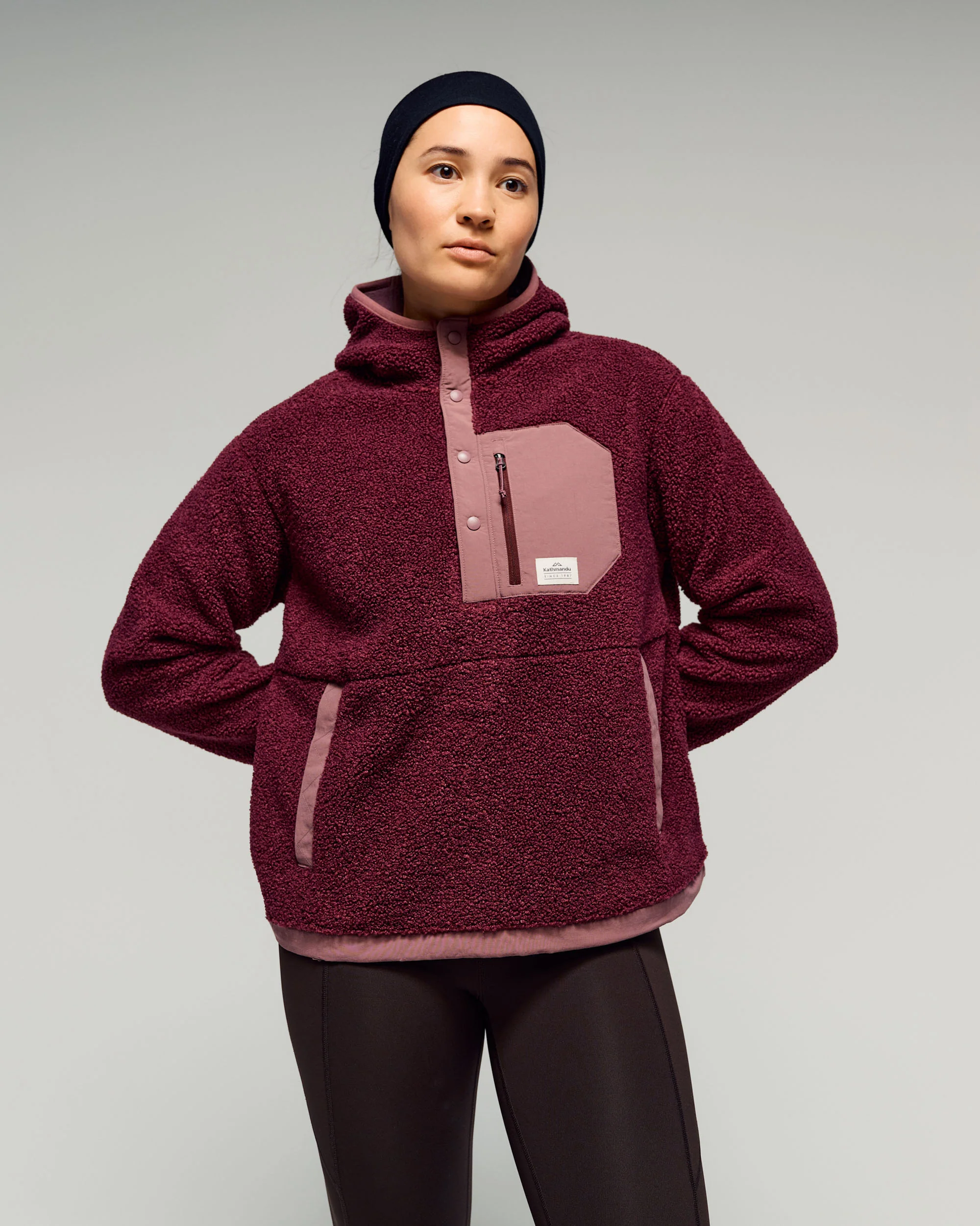 Women's Co-Z High Pile Hooded Pullover v2 -  Mulberry/Dark Thistle - Image 2