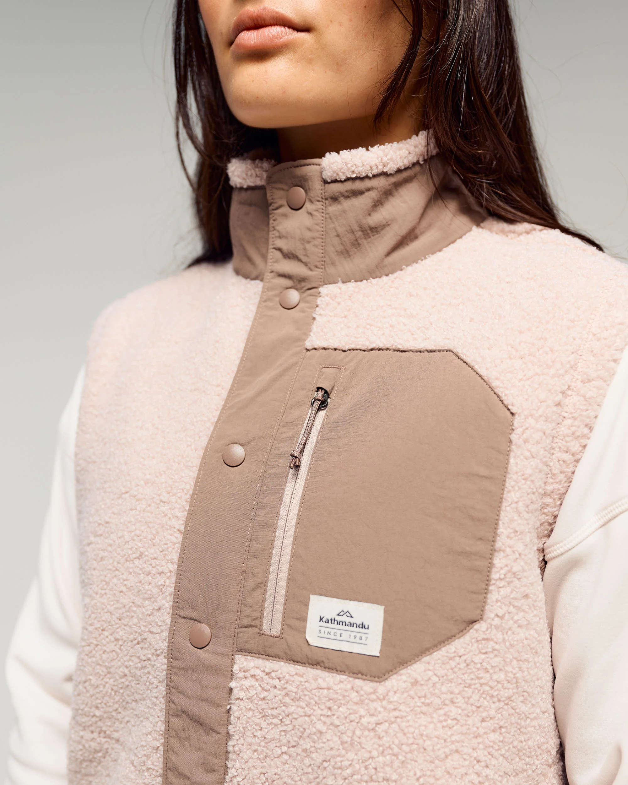 Women's Co-Z High Pile Vest -  Light Taupe - Image 4
