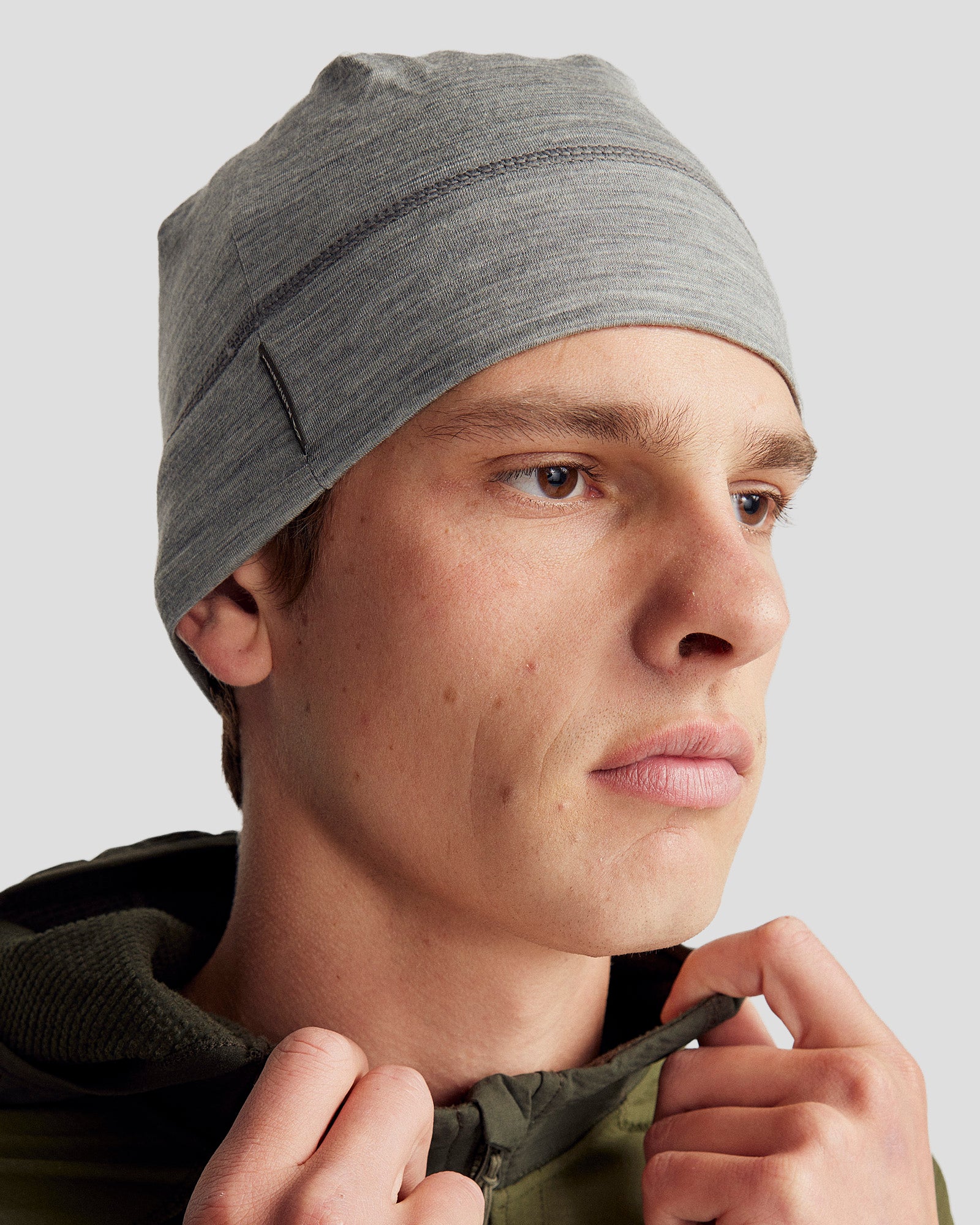 Core Spun Merino 165 Beanie - Mid Grey Marle - Image 2