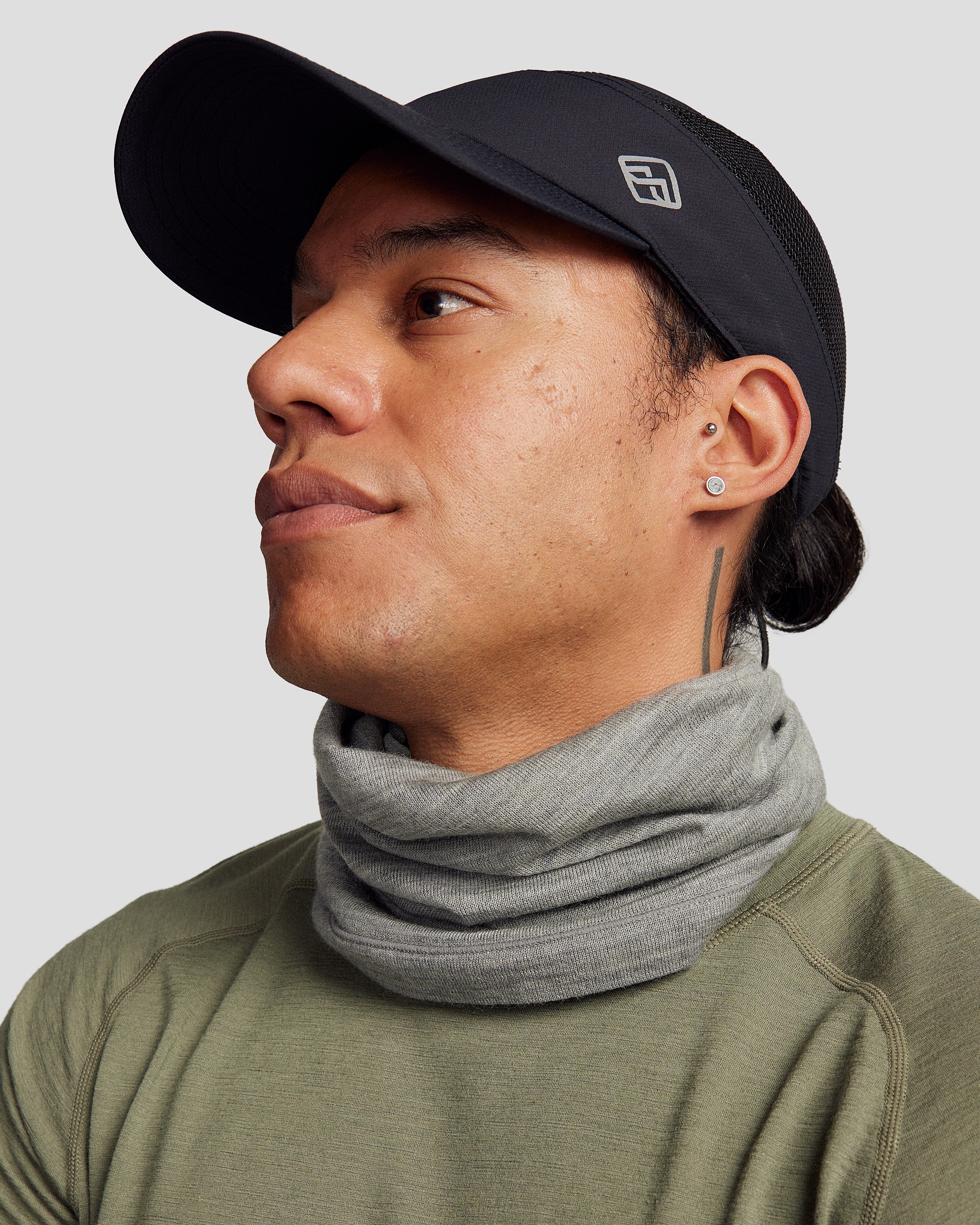 Core Spun Merino Neck Gaiter - Mid Grey Marle - Image 2