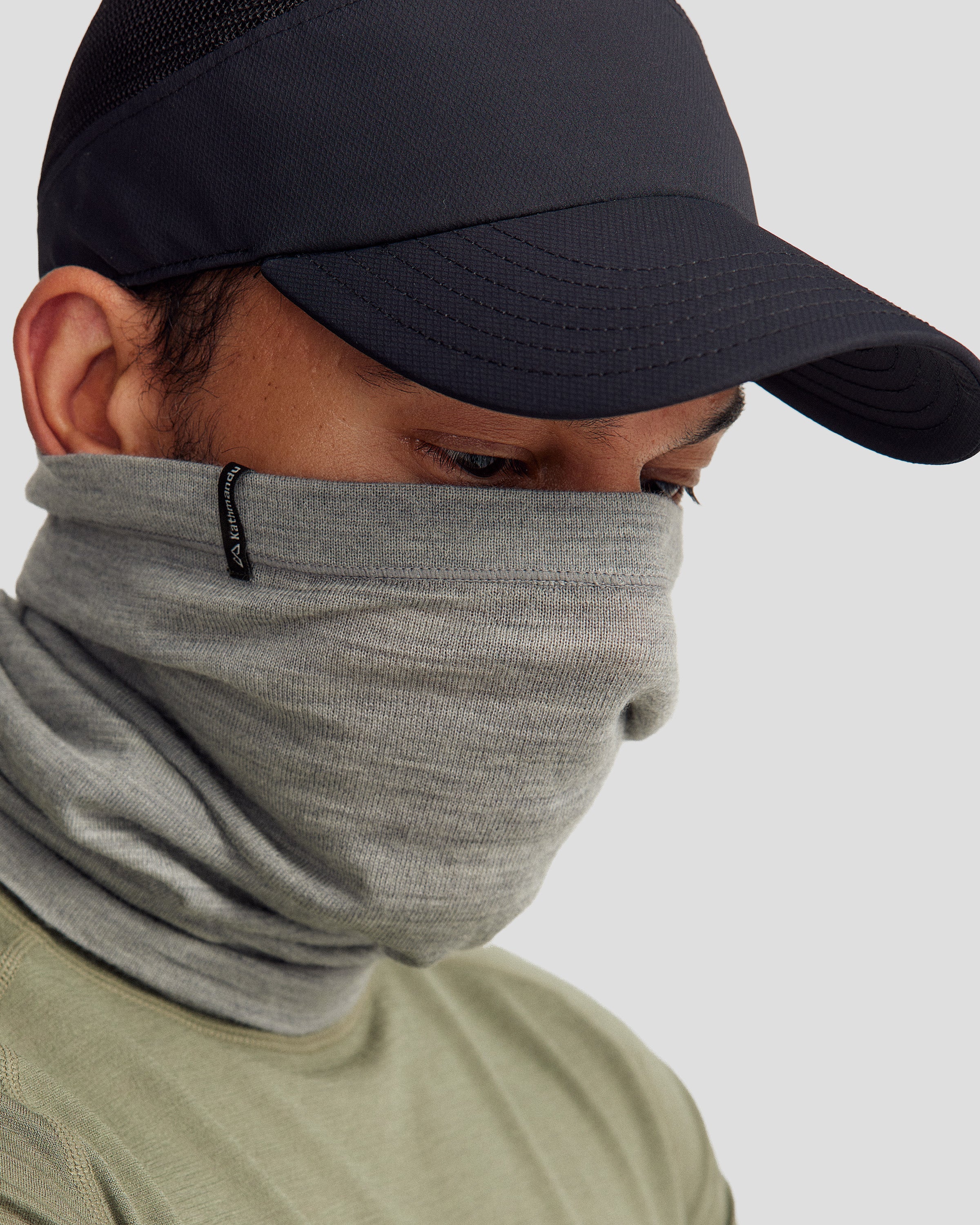 Core Spun Merino Neck Gaiter - Mid Grey Marle - Image 3