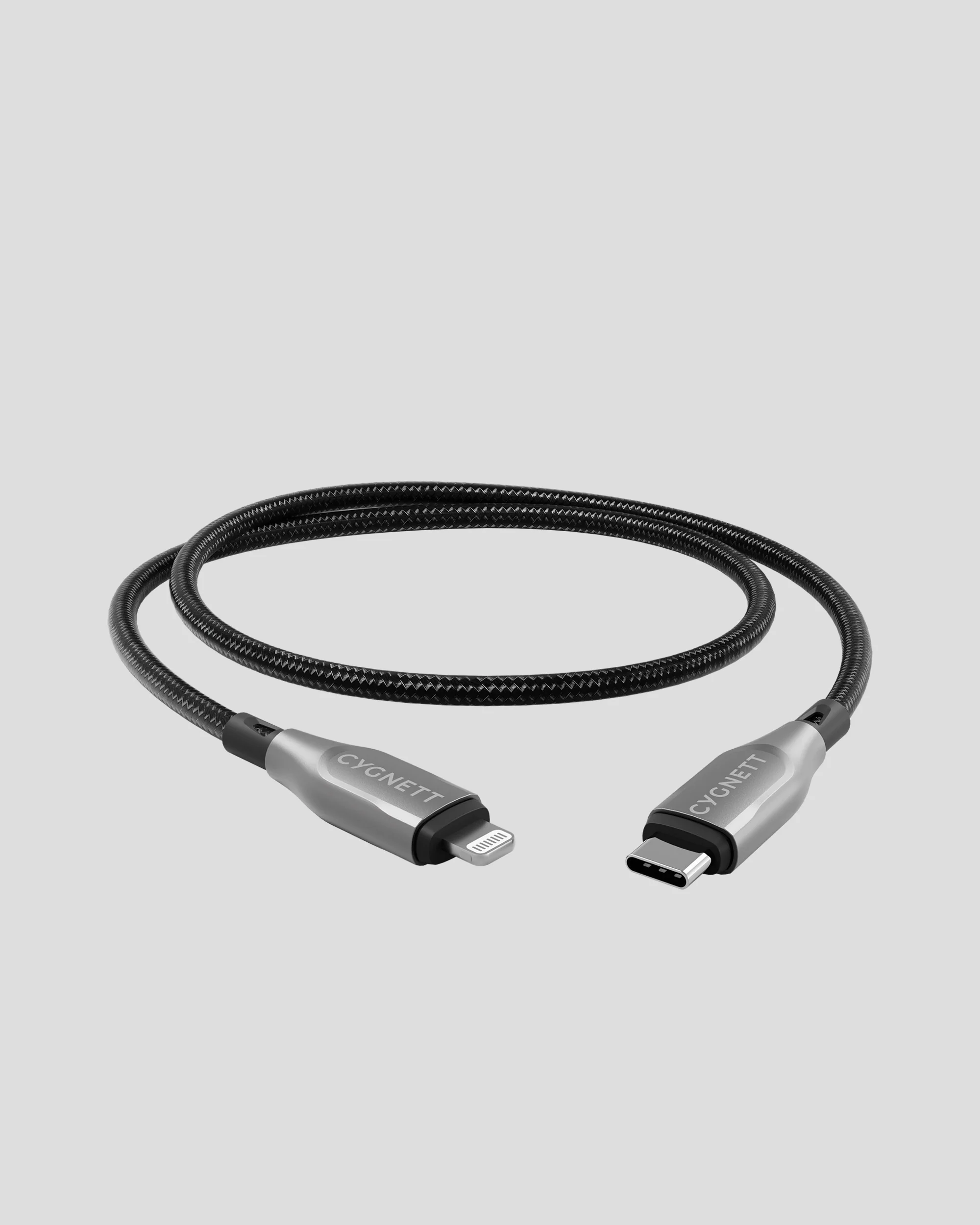 Cygnett Armoured Lightning To USB-C Cable - 1m - Black - Image 2