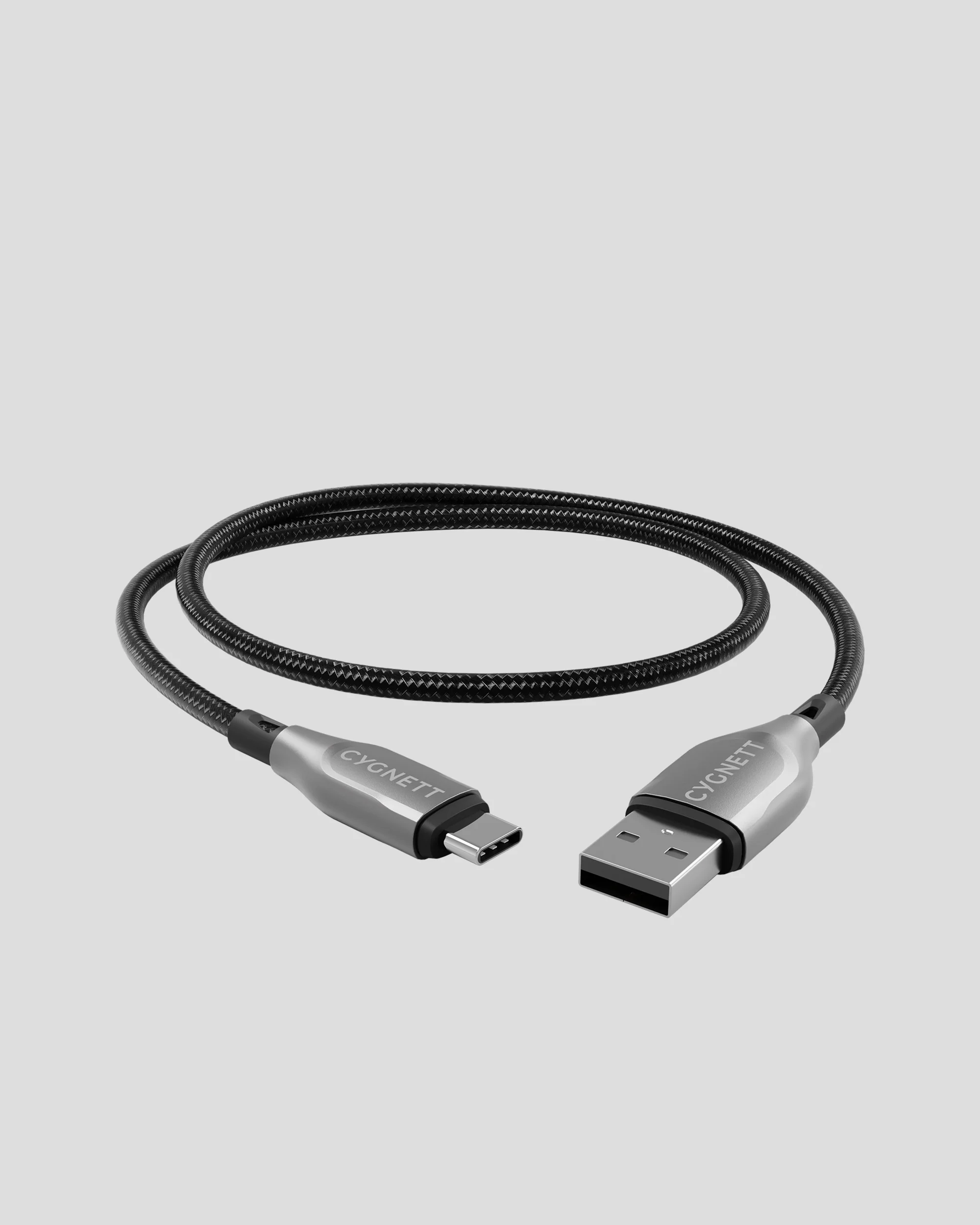 Cygnett Armoured USB-C To USB-A (USB 2.0) Cable - 1m - Black - Image 2