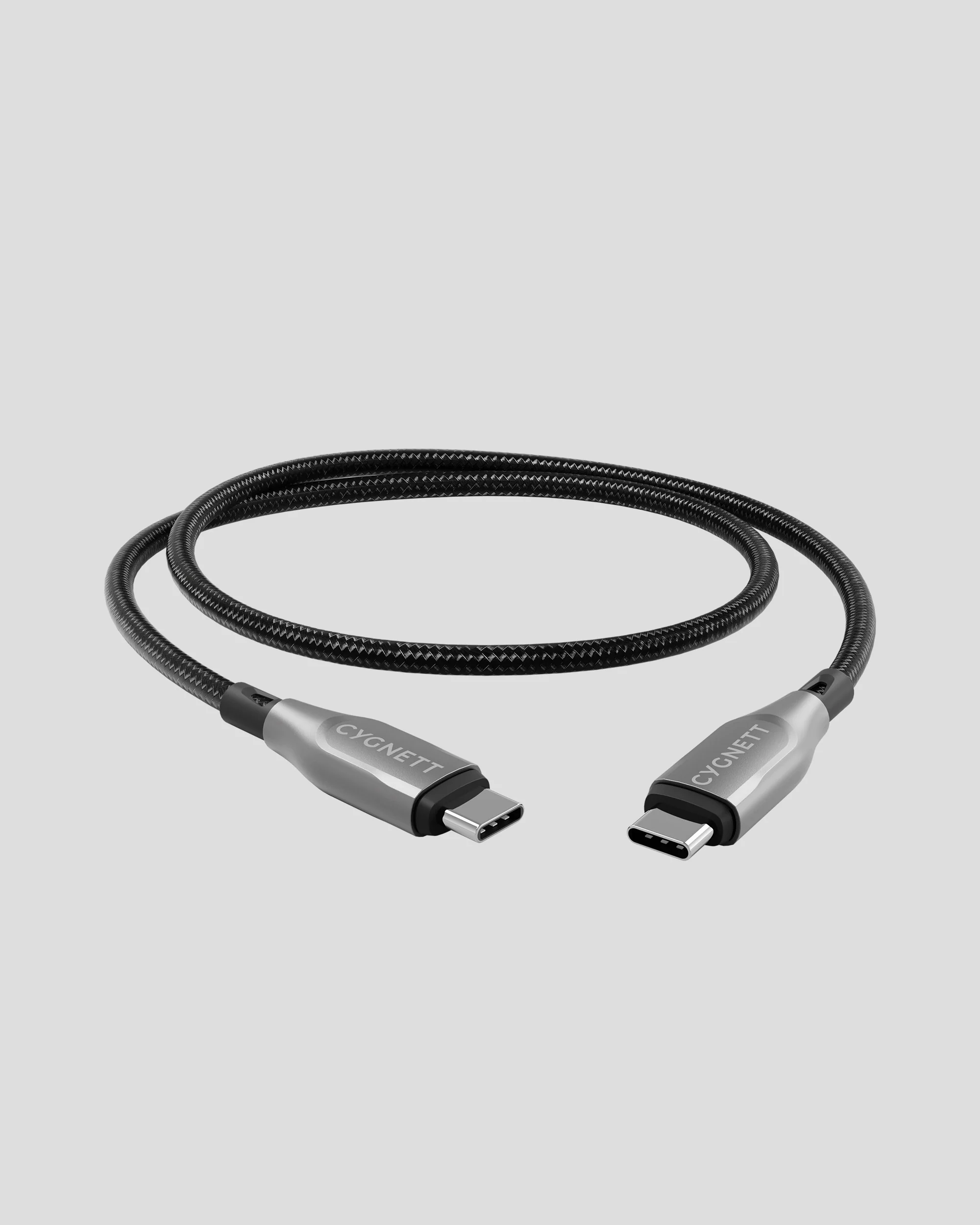 Cygnett Armoured USB-C To USB-C (USB 2.0) Cable - 1m - Black - Image 2