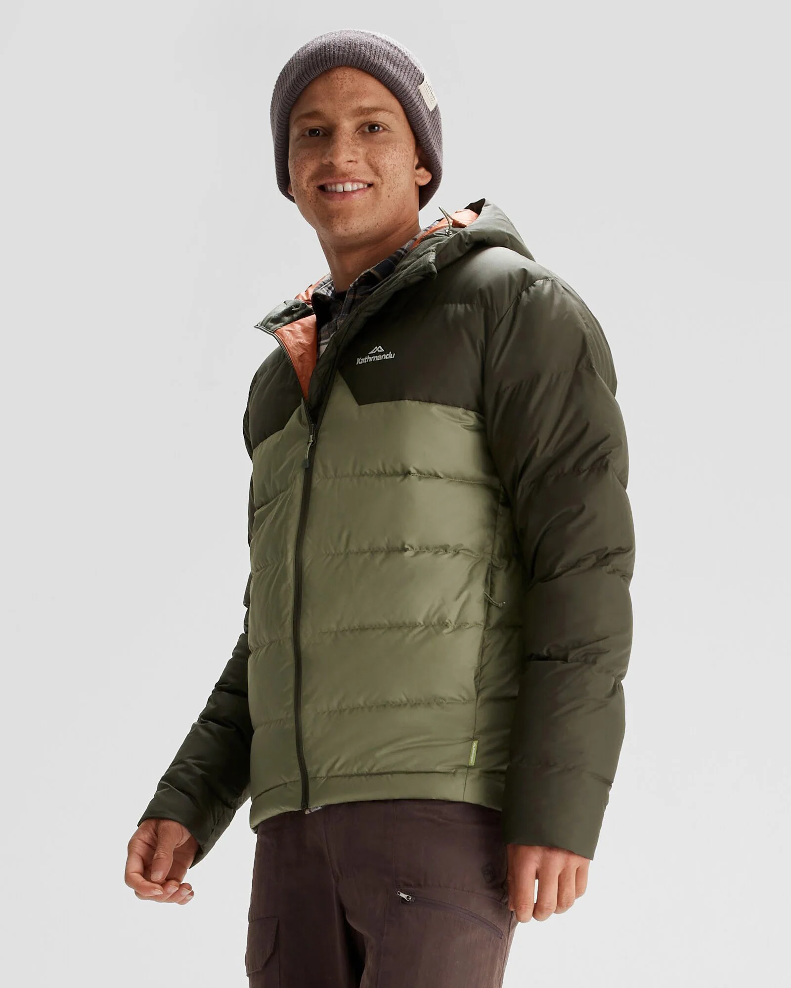 Men's Epiq Hooded Down Jacket - Beech/Dark Moss - Image 3