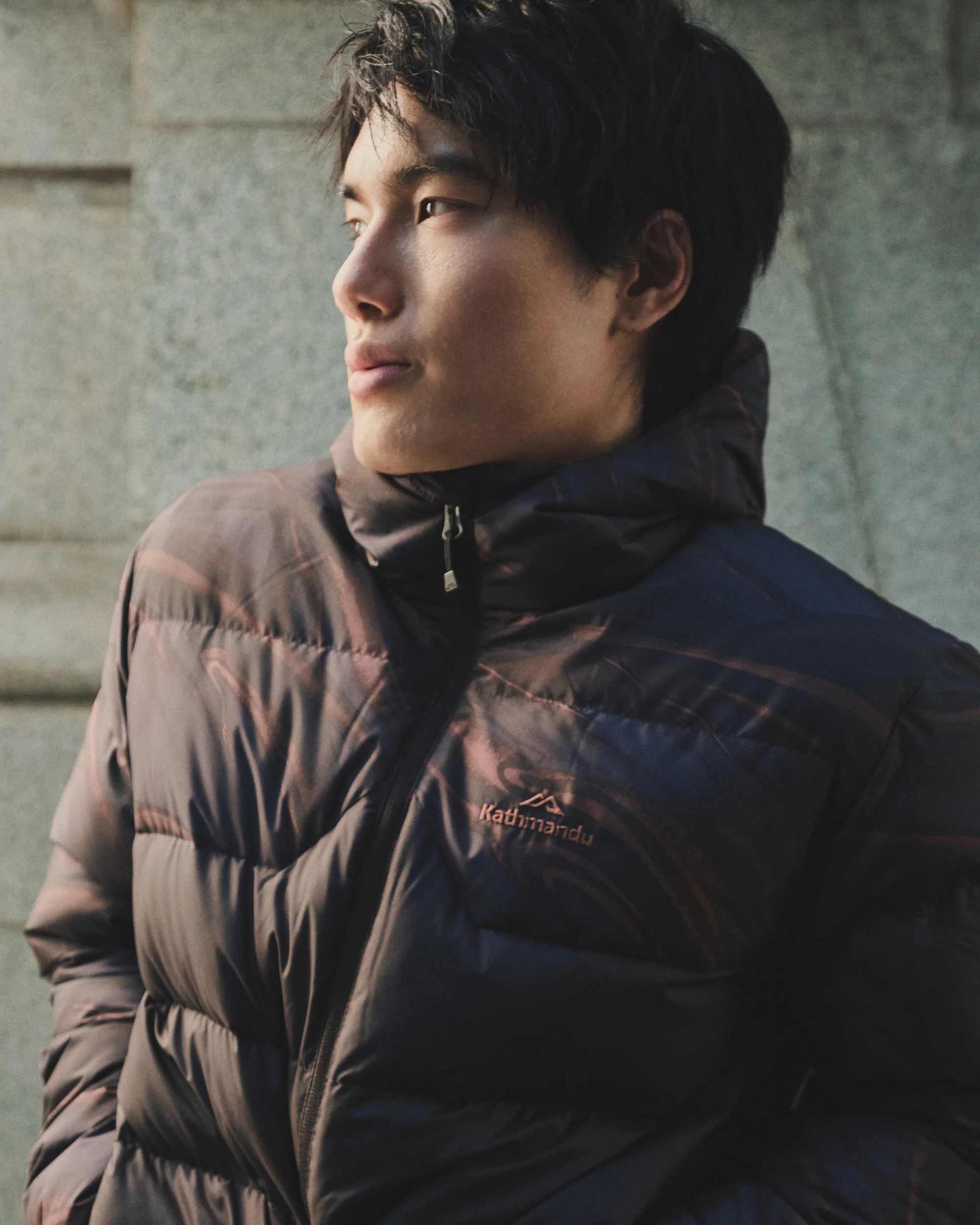 Men's Epiq Hooded Down Jacket -  Black Braided River - Image 2