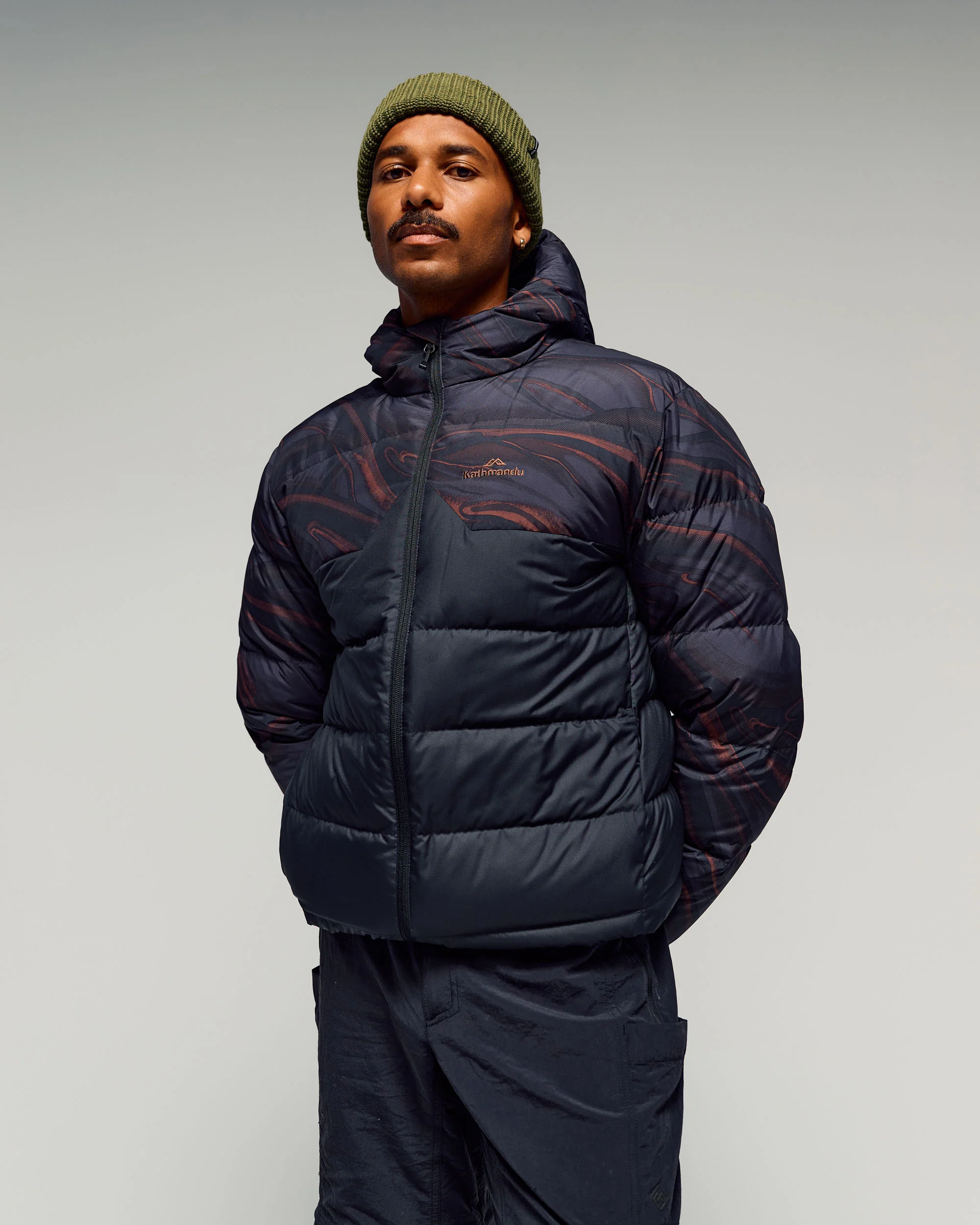 Men's Epiq Hooded Down Jacket -  Black Braided River - Image 4