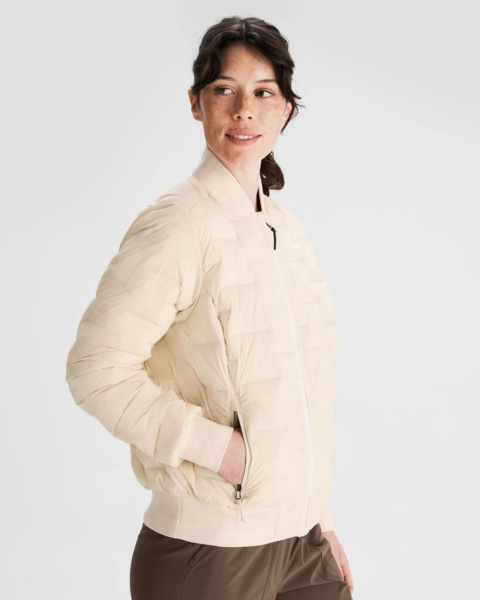 Women's Federate Stretch Down Bomber Jacket - Natural - Image 3