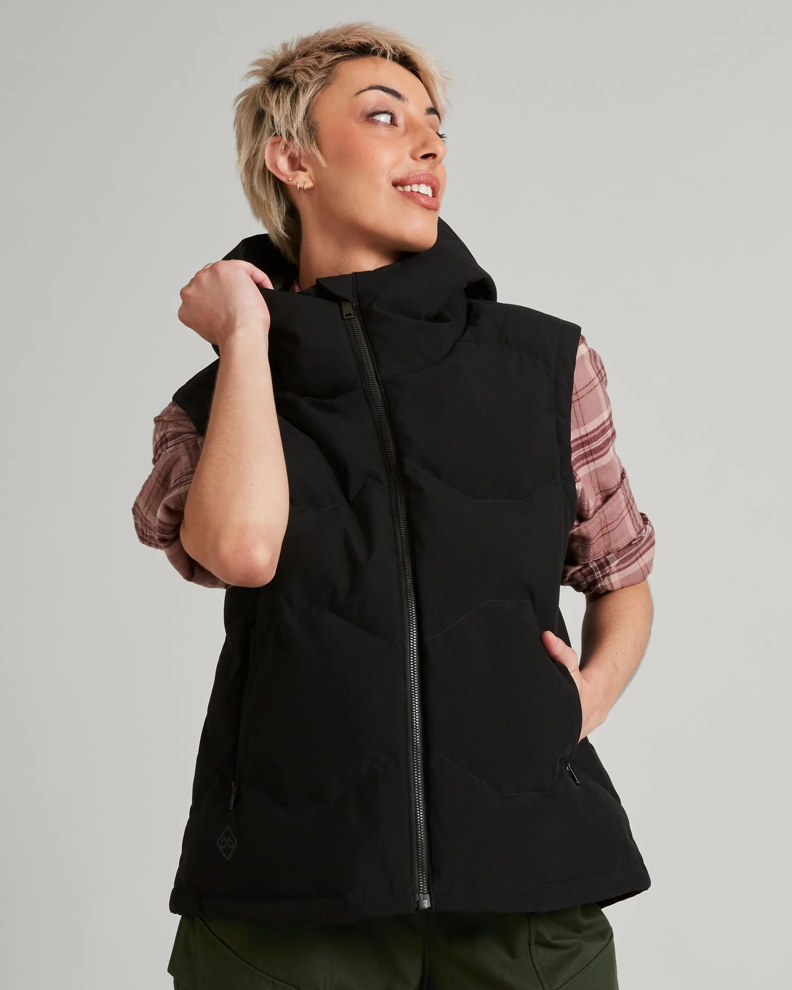 Women's Frisco X Hooded Down Vest - Black - Image 3
