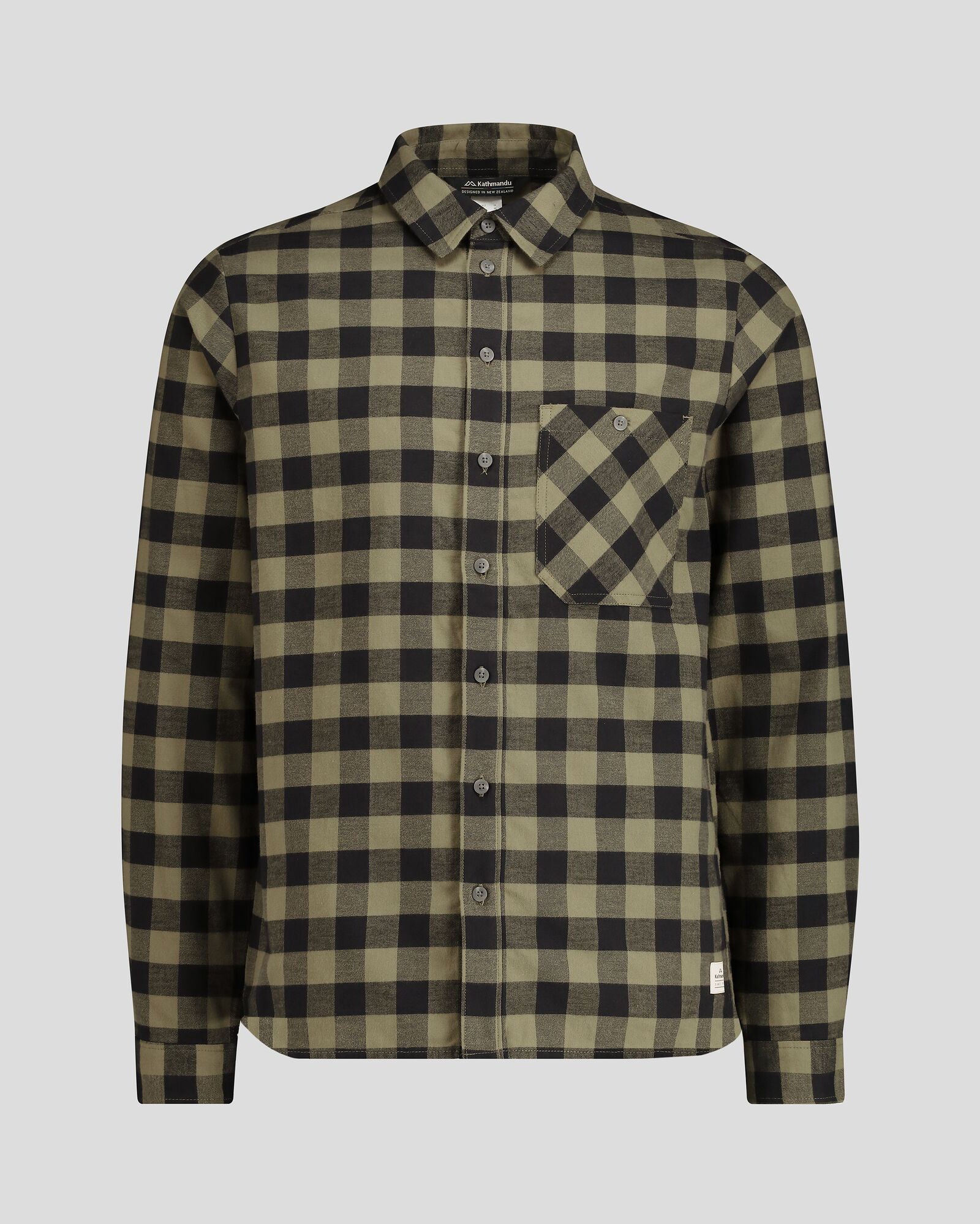 Men's Fyfe Flannel Shirt - Light Moss Gingham - Image 5