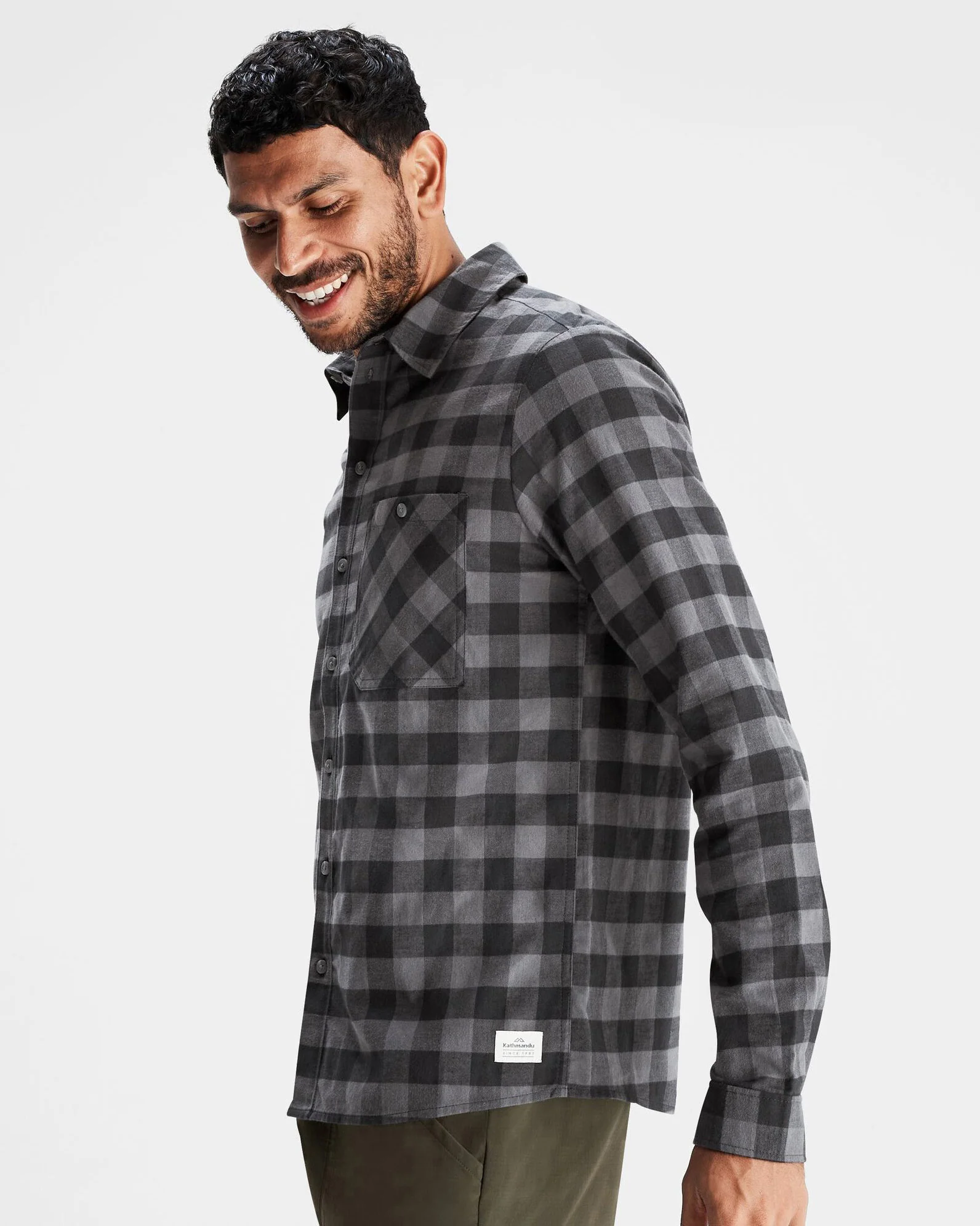 Men's Fyfe Flannel Shirt - Shale Gingham - Image 3