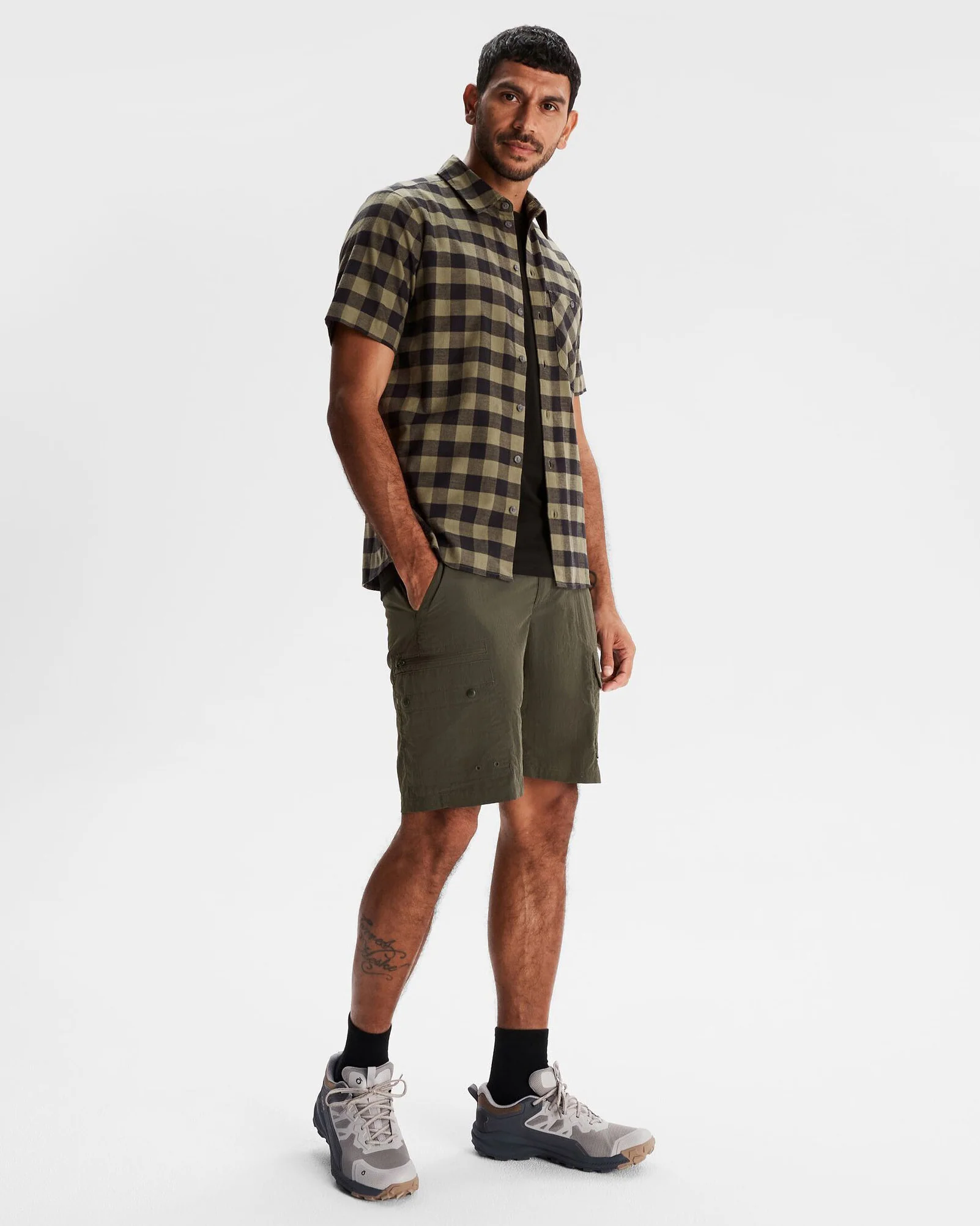 Men's Fyfe Short Sleeve Shirt - Light Moss Gingham - Image 2