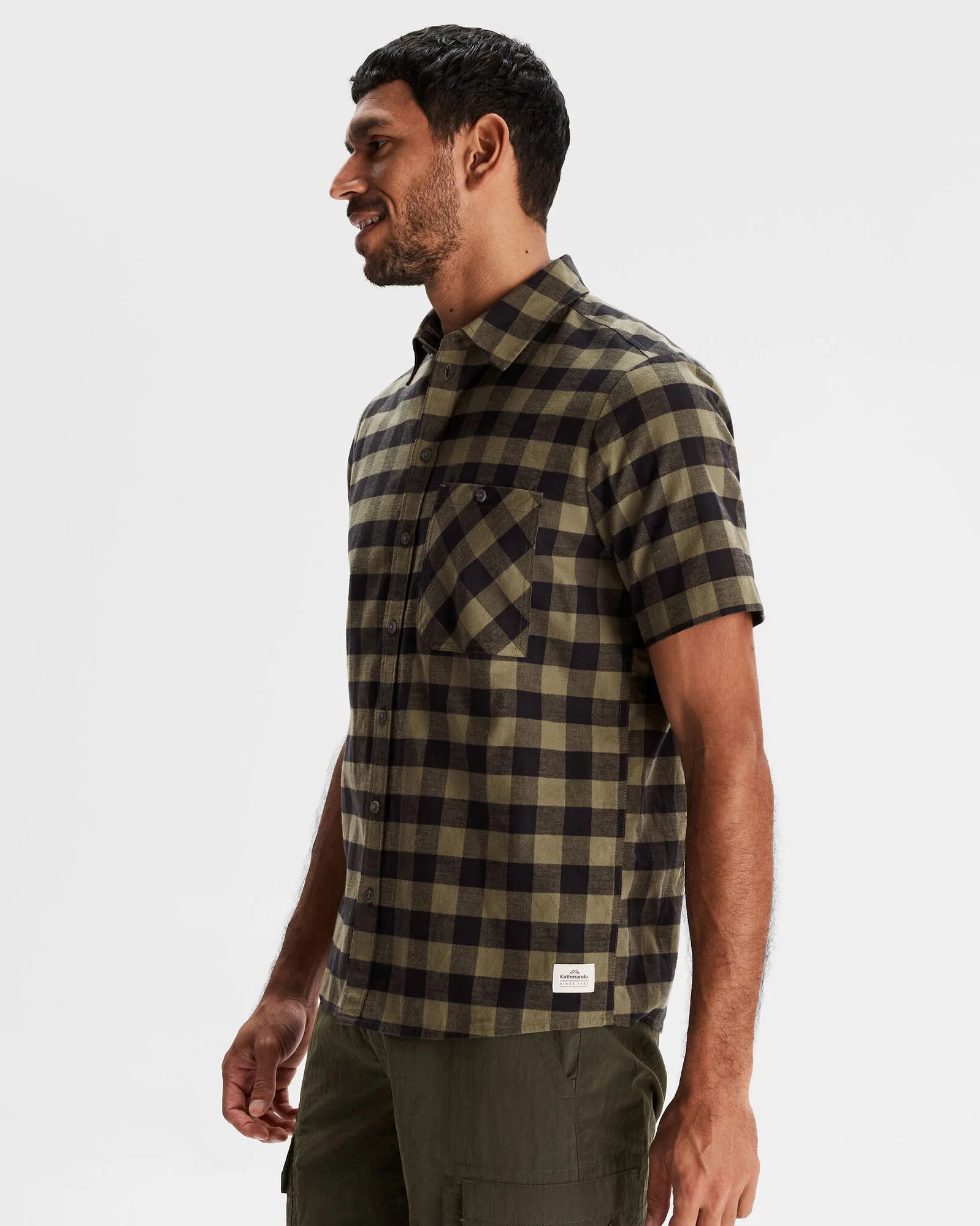 Men's Fyfe Short Sleeve Shirt - Light Moss Gingham - Image 3