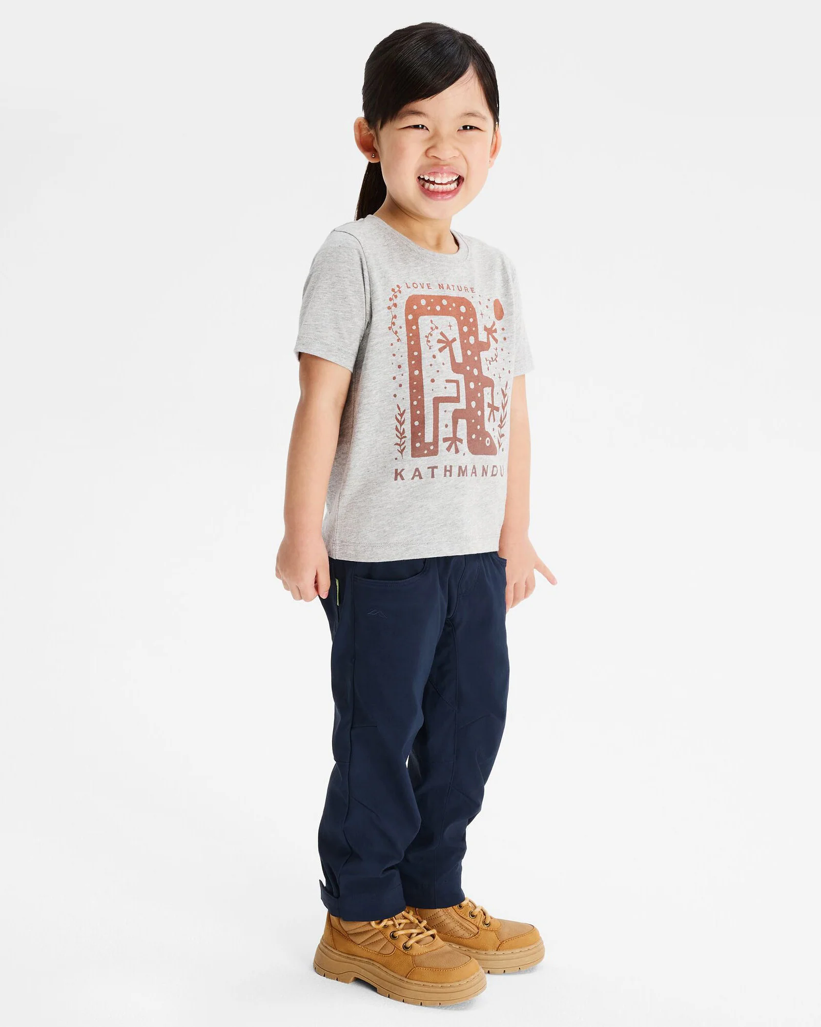 Kids' Geo Skink Organic Cotton T-shirt - Light Grey Marle - Image 2