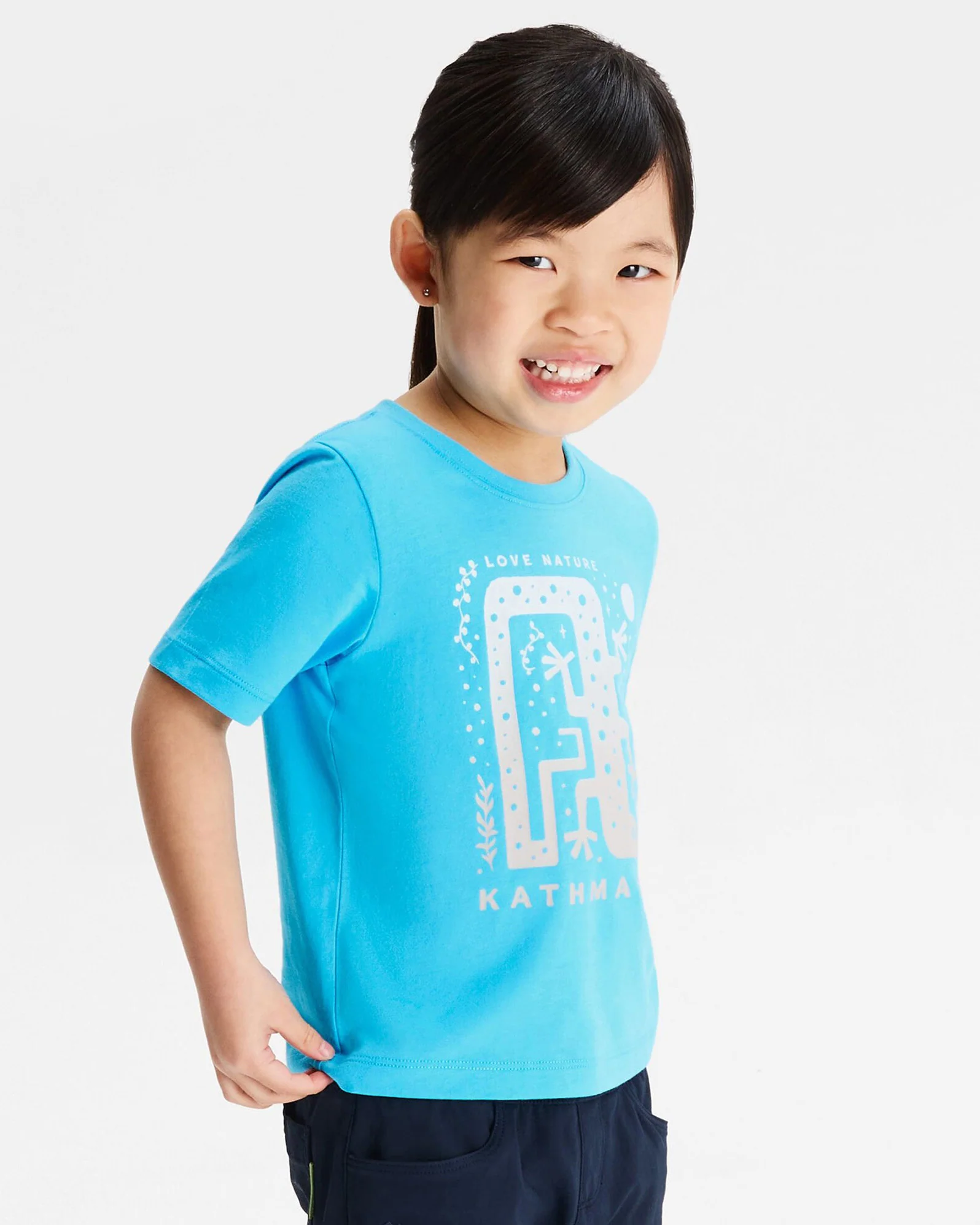 Kids' Geo Skink Organic Cotton T-shirt - Light Sea - Image 2