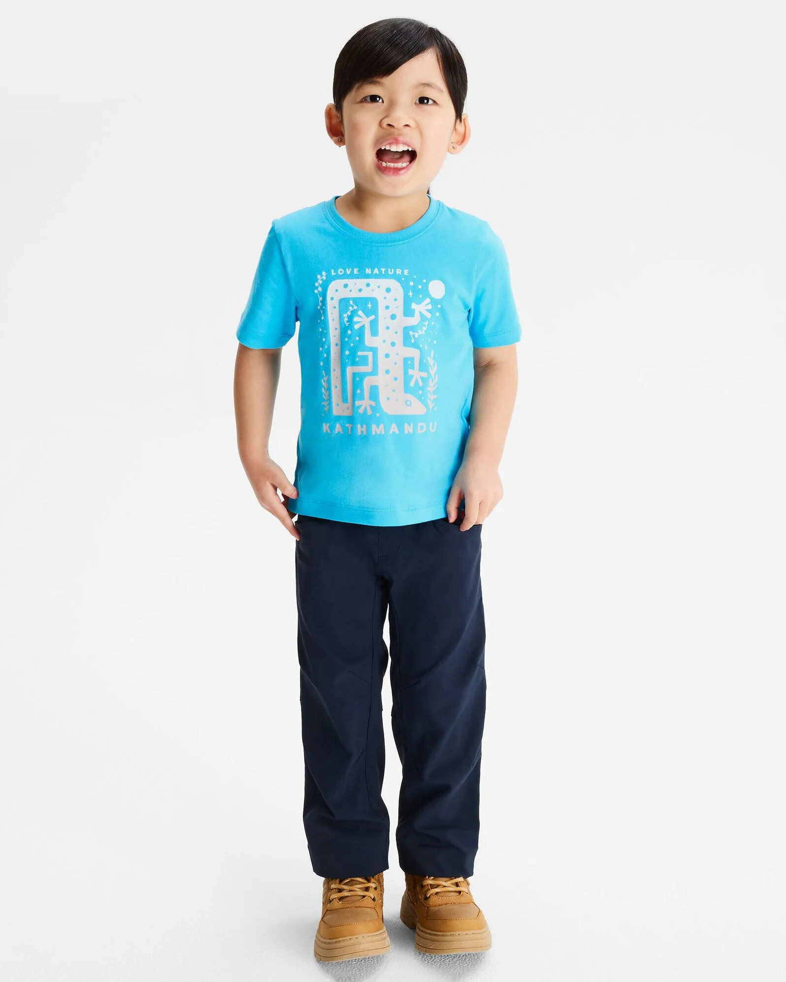 Kids' Geo Skink Organic Cotton T-shirt - Light Sea - Image 3