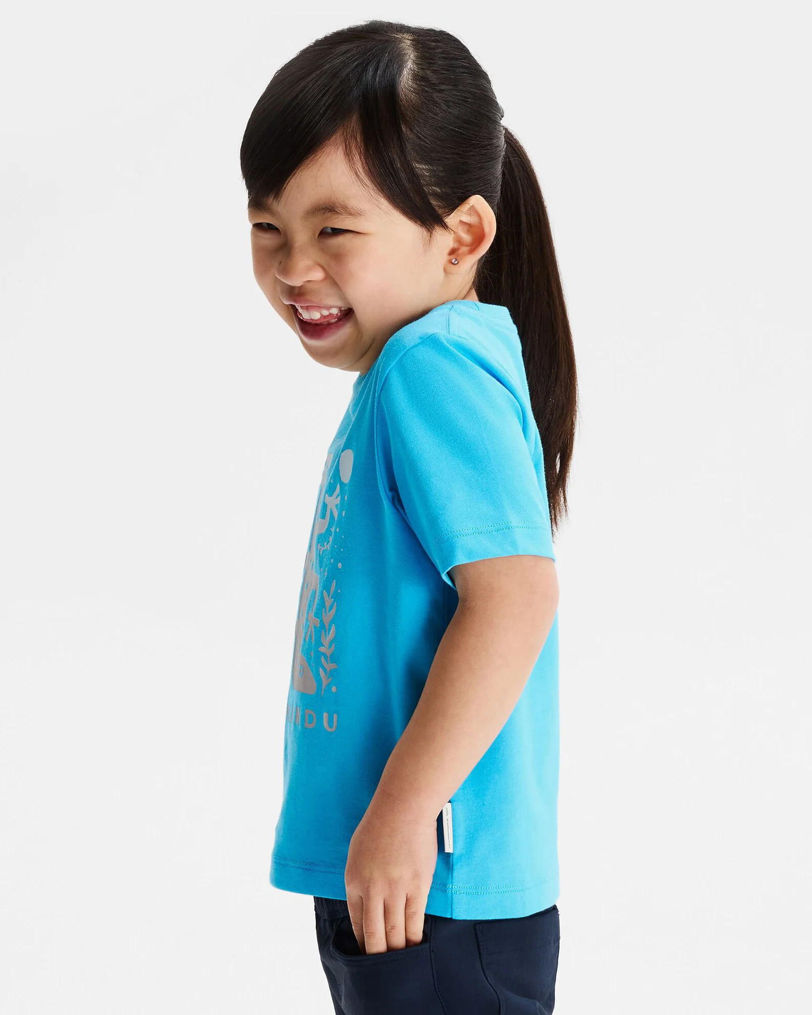 Kids' Geo Skink Organic Cotton T-shirt - Light Sea - Image 4