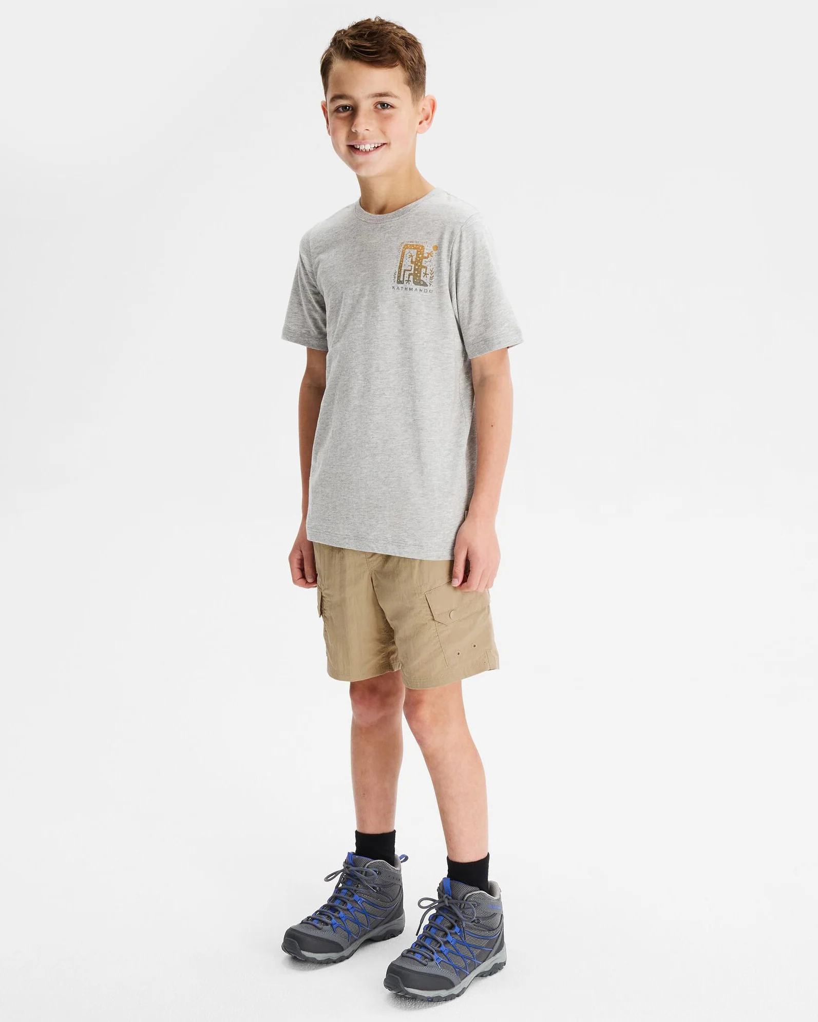Boys' Geo Skink Organic Cotton T-shirt - Light Grey Marle - Image 2