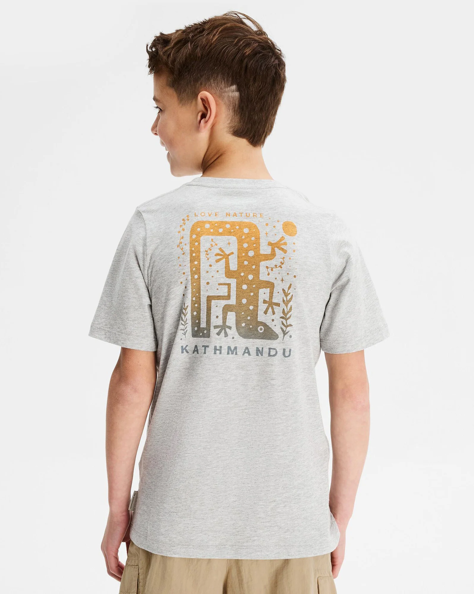 Boys' Geo Skink Organic Cotton T-shirt - Light Grey Marle - Image 3