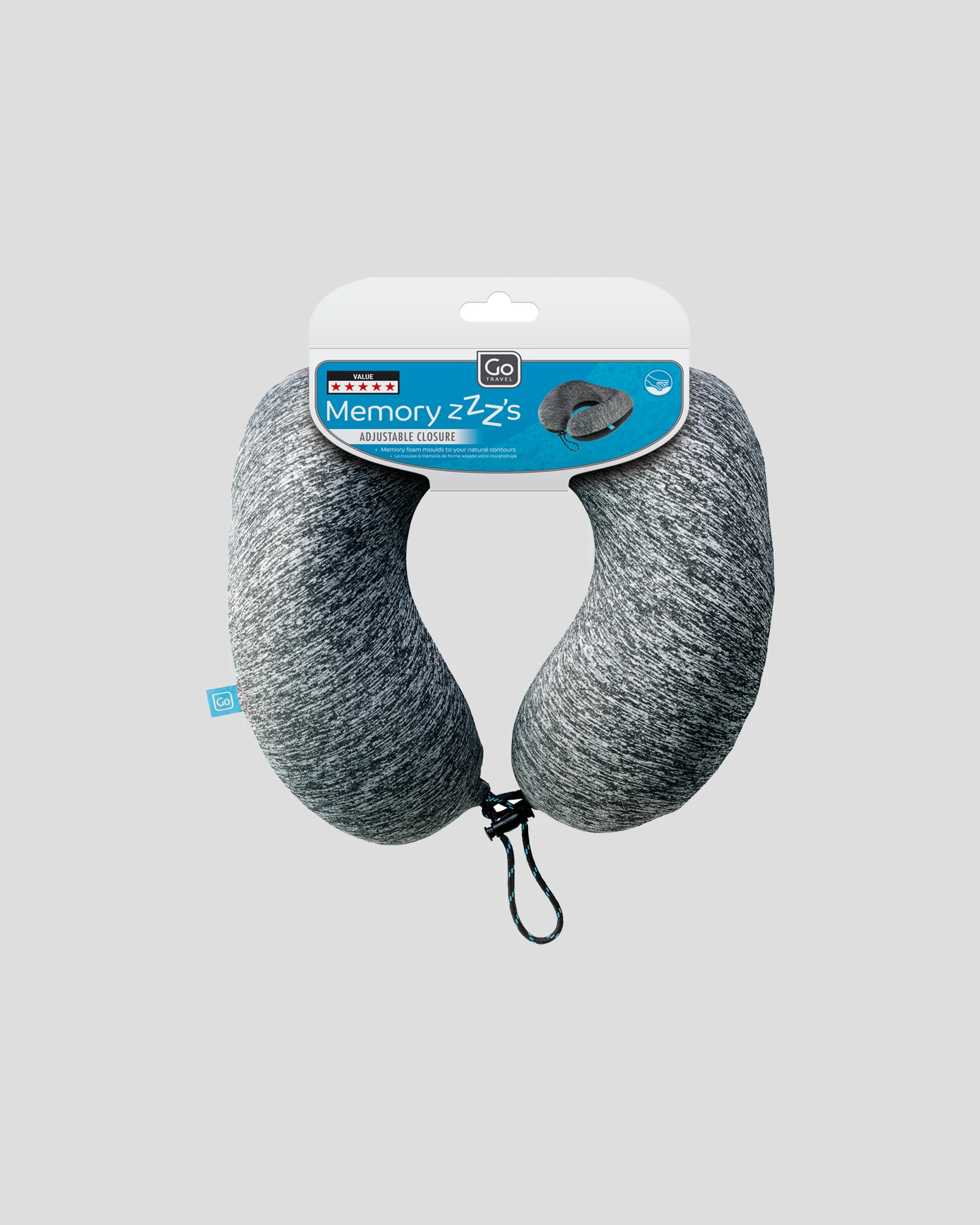 Go Travel Memory ZZZs Memory Foam Pillow - Blue - Image 2