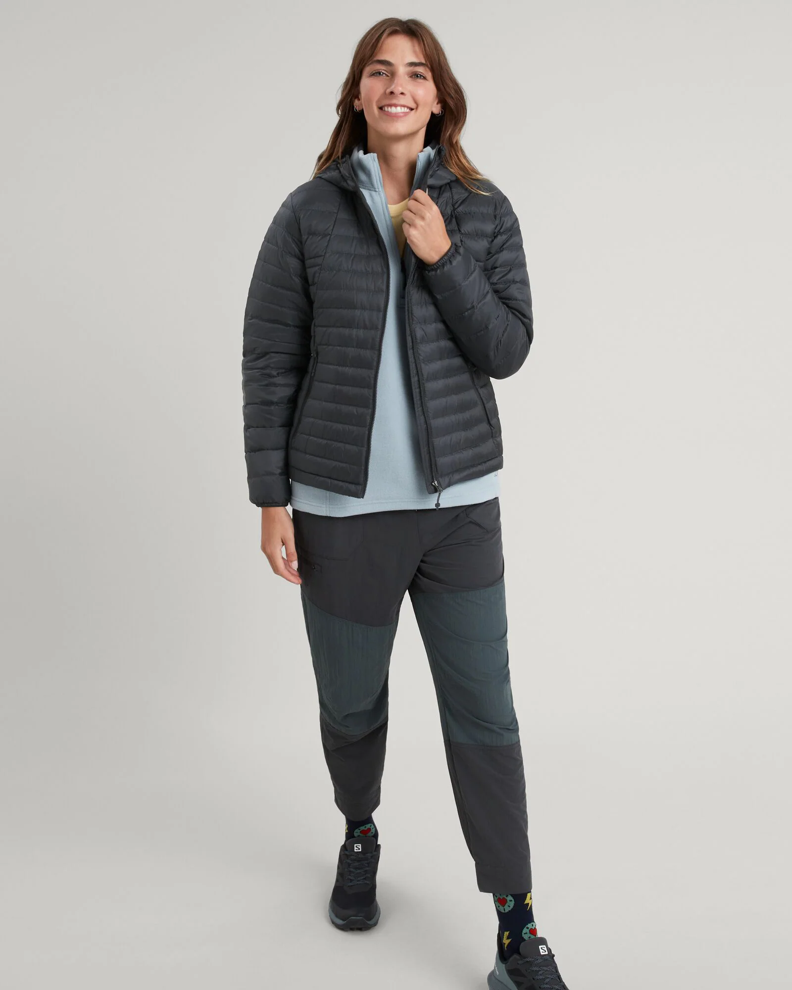 Women's Heli R Hooded Down Jacket - Black Stingray - Image 2