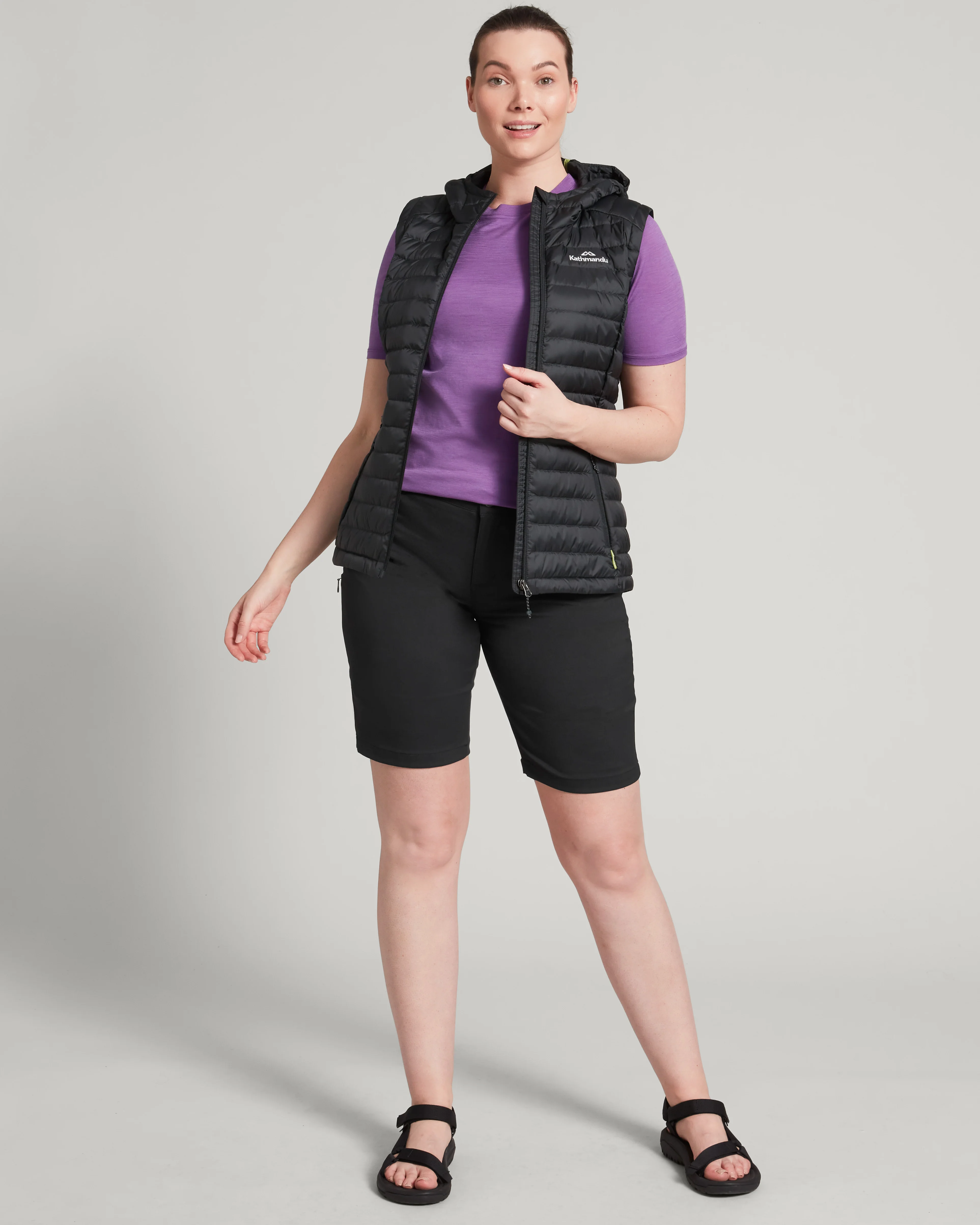 Women's Heli Hooded Down Vest - Black - Image 2
