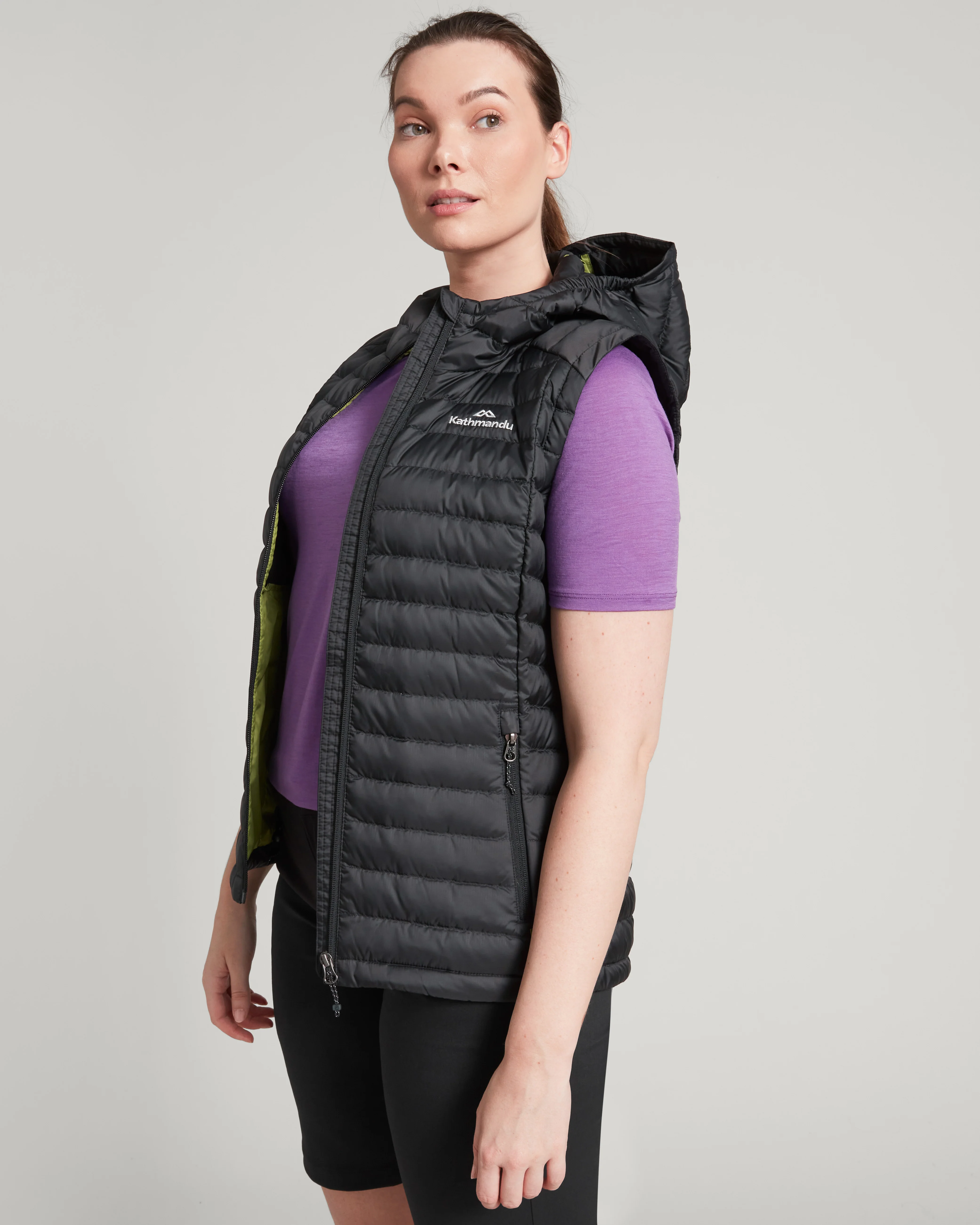 Women's Heli Hooded Down Vest - Black - Image 3