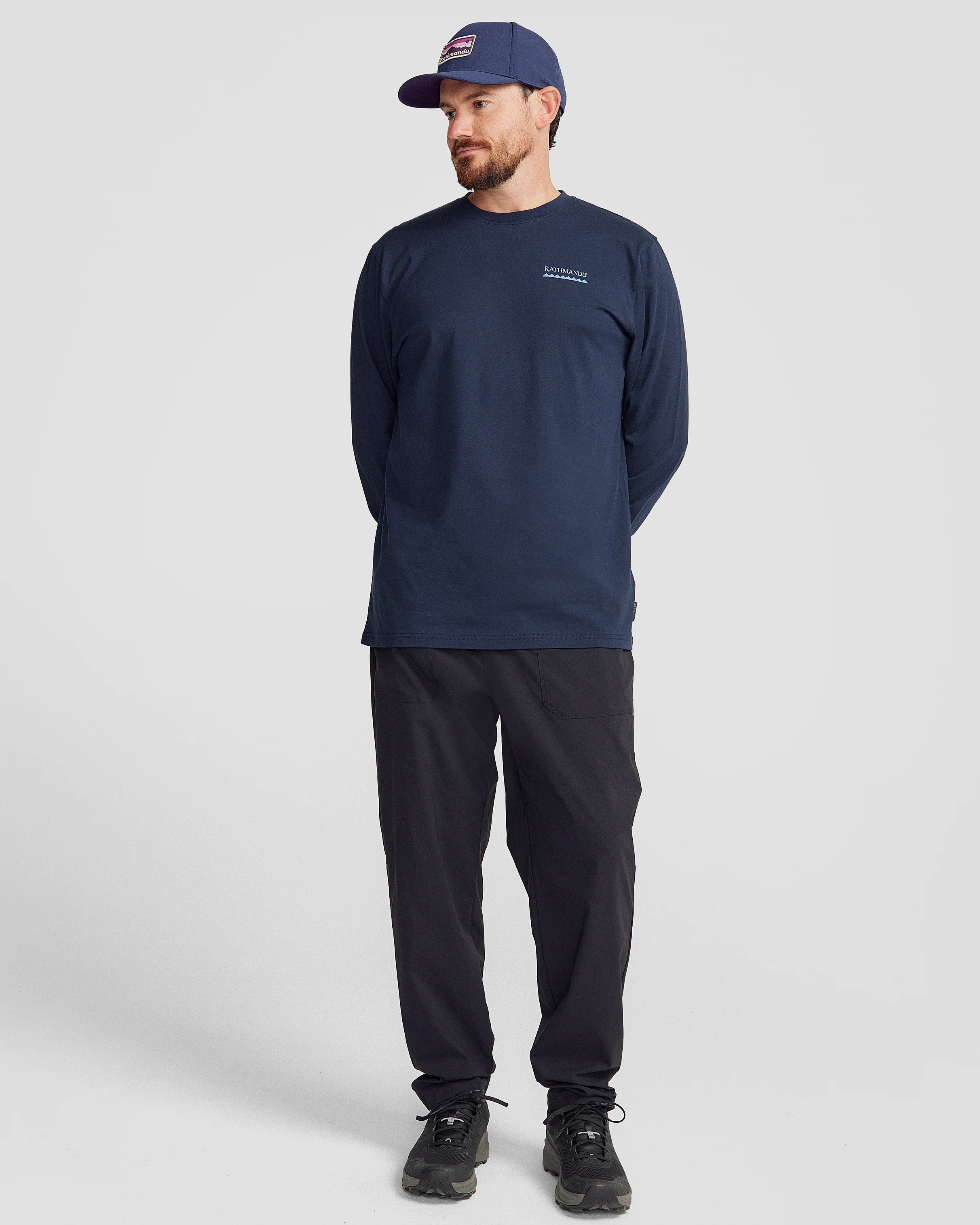 Men's Heritage Logo Organic Cotton L/S Tee - Pure Navy - Image 3