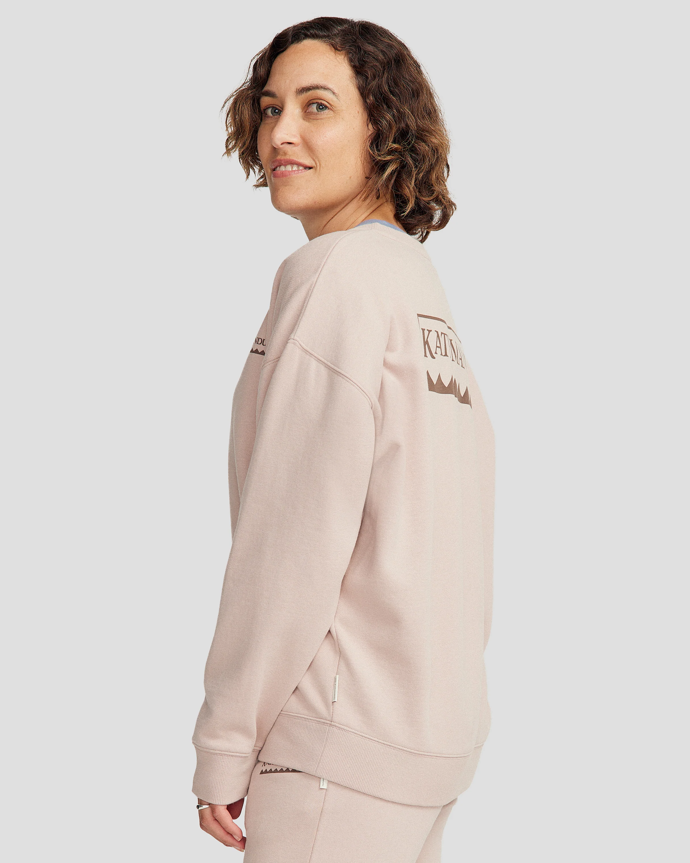 Women's Heritage Logo Slouchy Brushed Crew - Light Taupe - Image 3