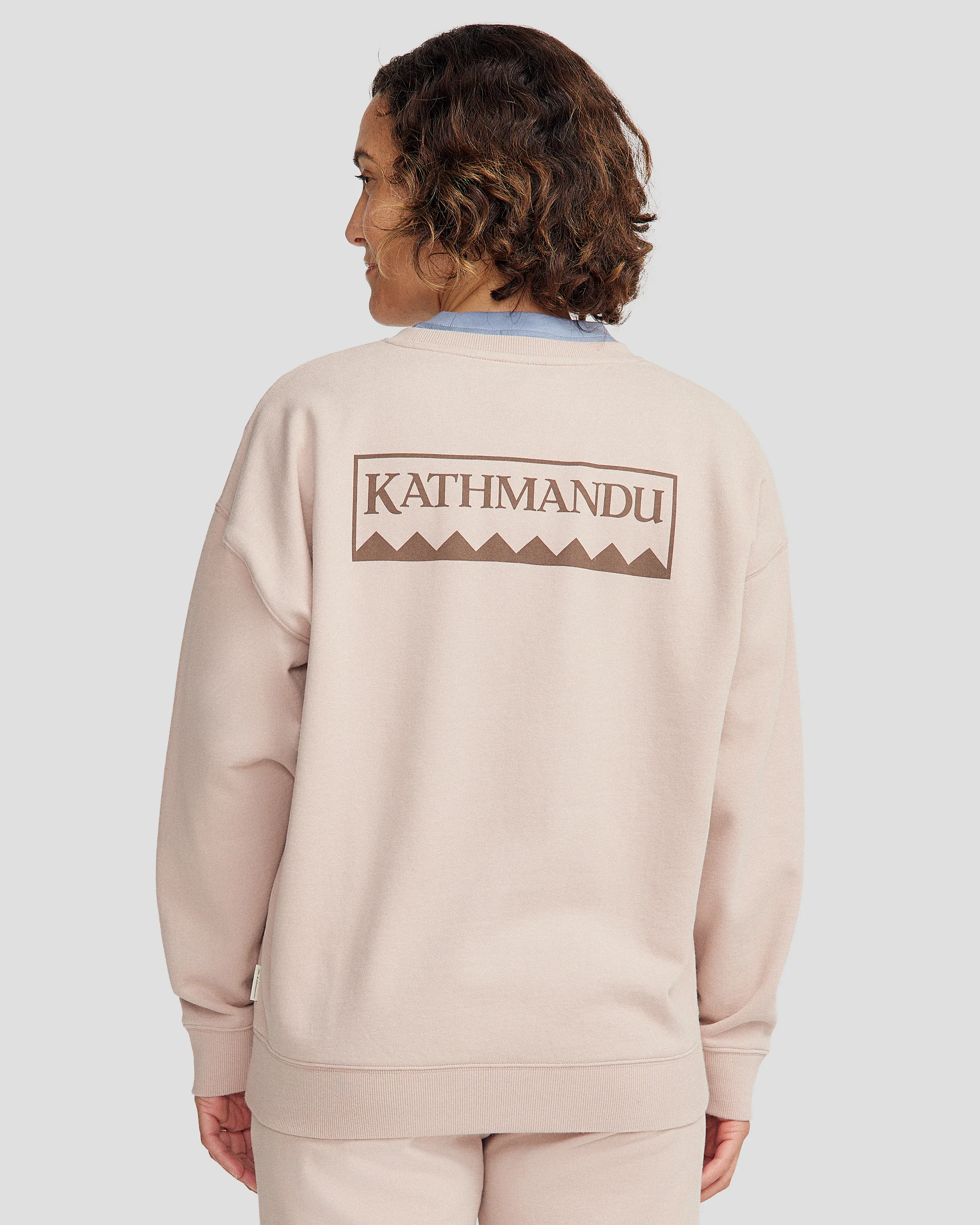 Women's Heritage Logo Slouchy Brushed Crew - Light Taupe - Image 4
