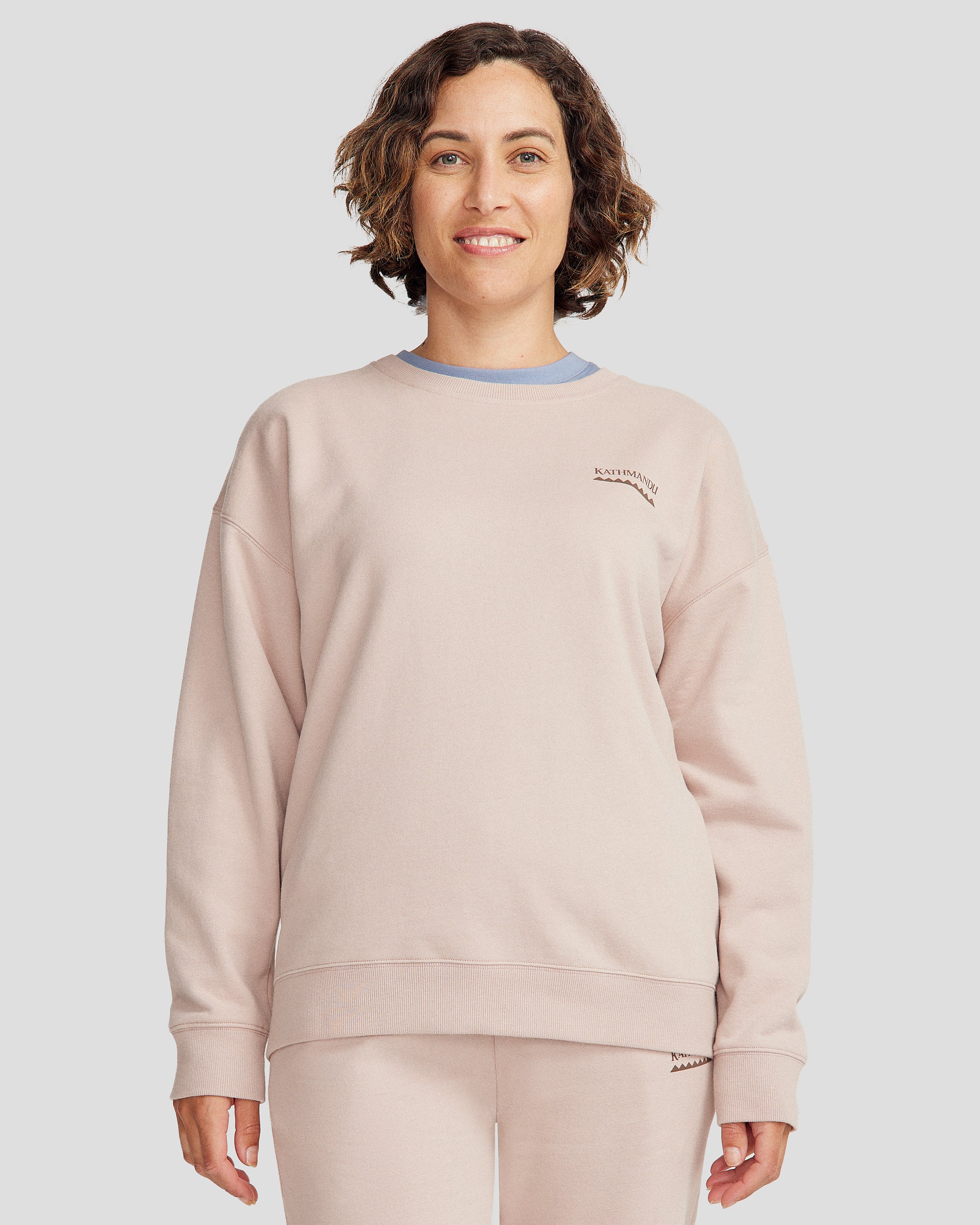 Women's Heritage Logo Slouchy Brushed Crew - Light Taupe - Image 5