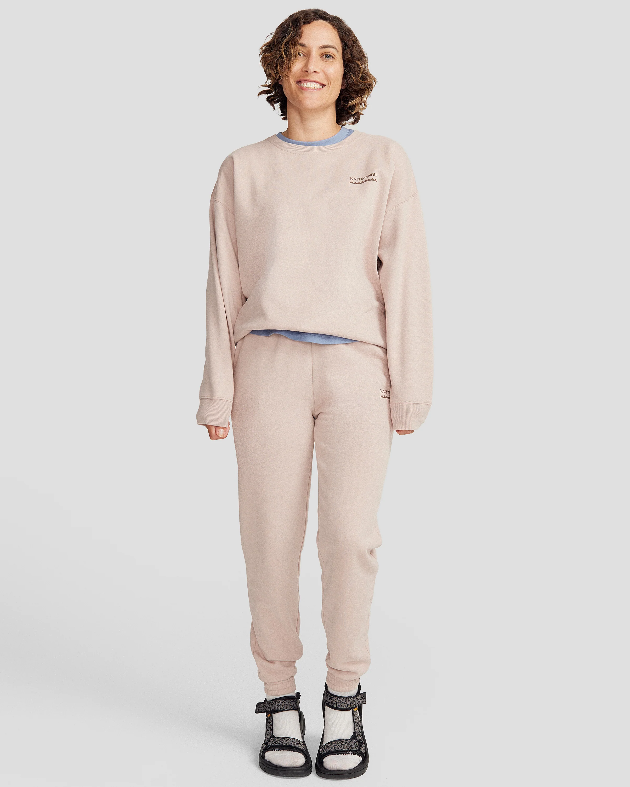 Women's Heritage Logo Slouchy Brushed Crew - Light Taupe - Image 6