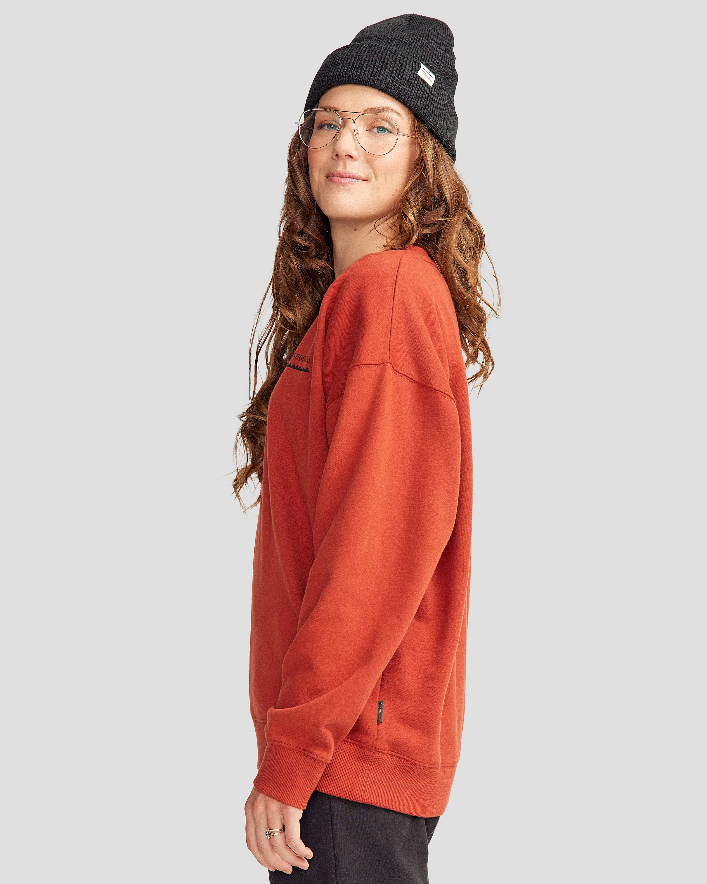 Women's Heritage Logo Slouchy Brushed Crew - Redwood - Image 3