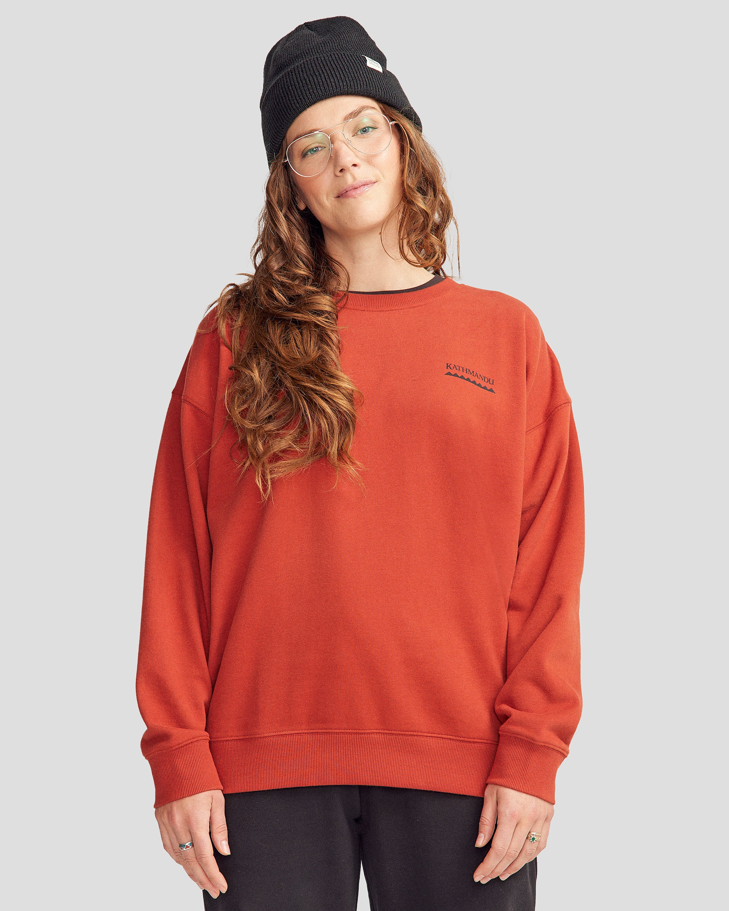 Women's Heritage Logo Slouchy Brushed Crew - Redwood - Image 7