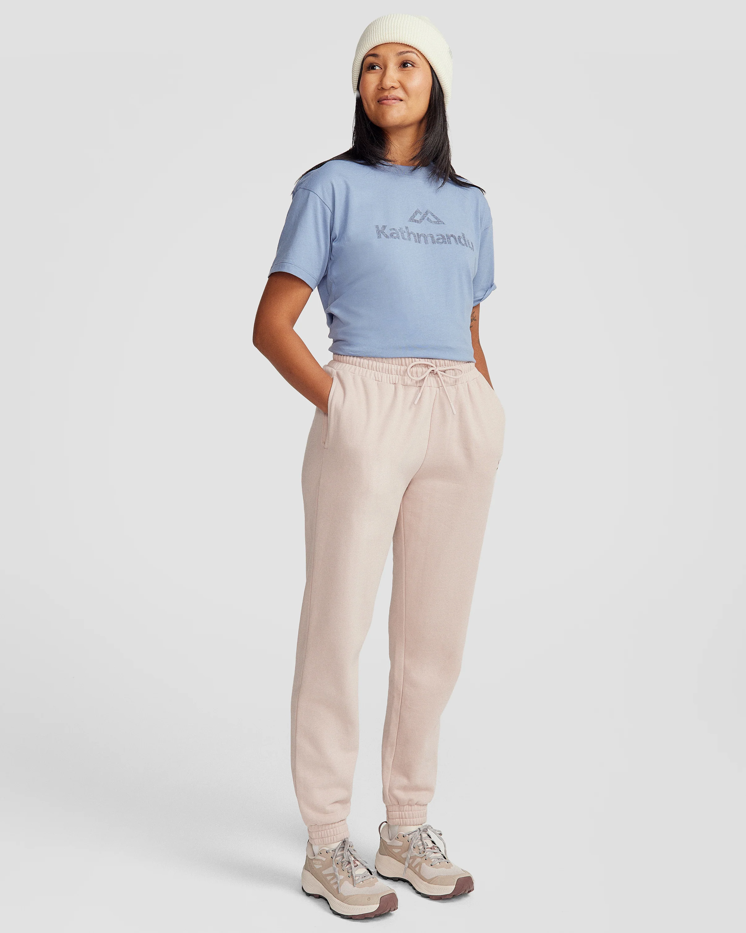 Women's Heritage Logo Slouchy Brushed Joggers - Light Taupe - Image 4