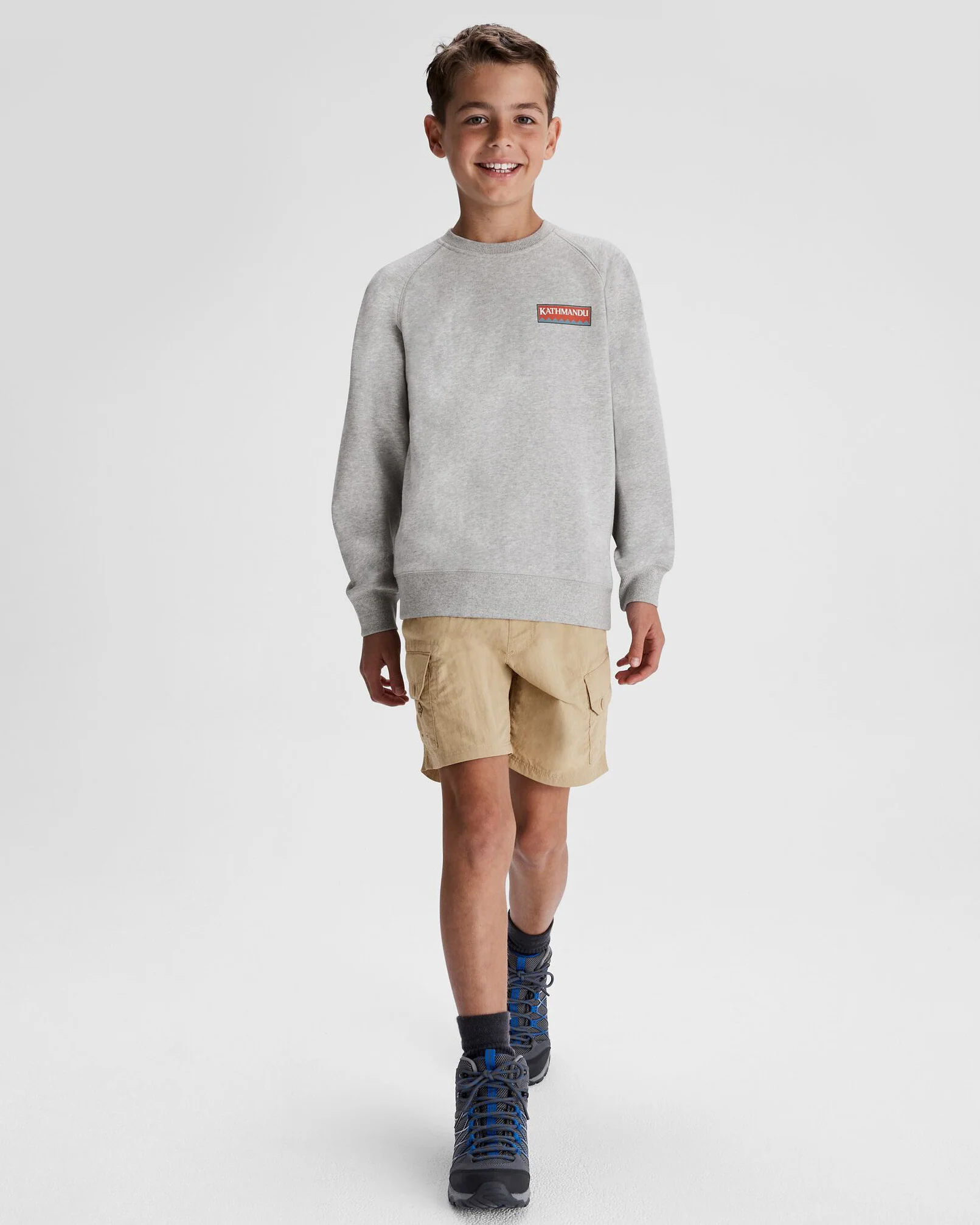 Youth Heritage Logo LT BB Crew Sweatshirt - Light Grey Marle - Image 2
