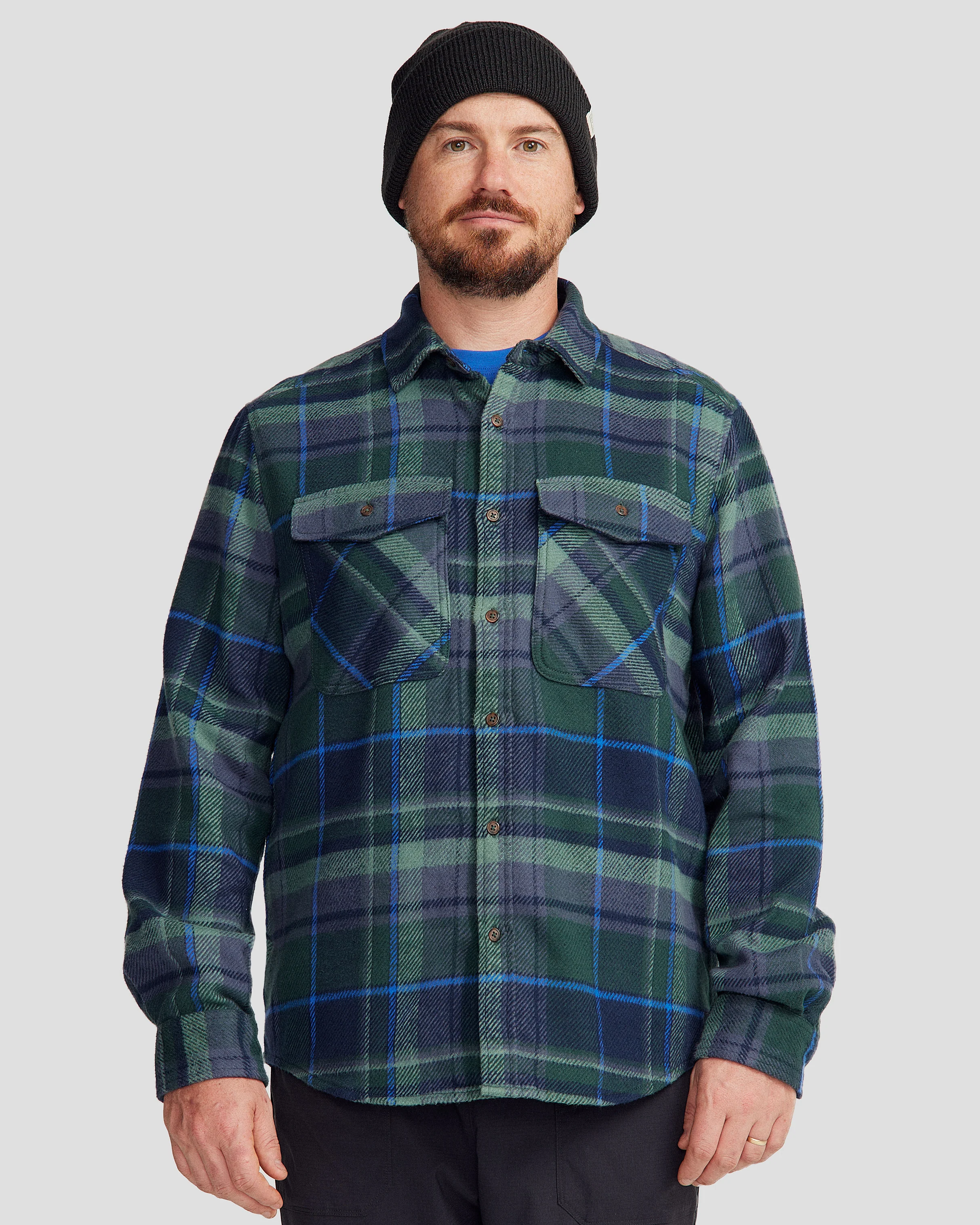 Men's Huntly Long Sleeve Shirt - Hut Plaid Deep Forest - Image 6