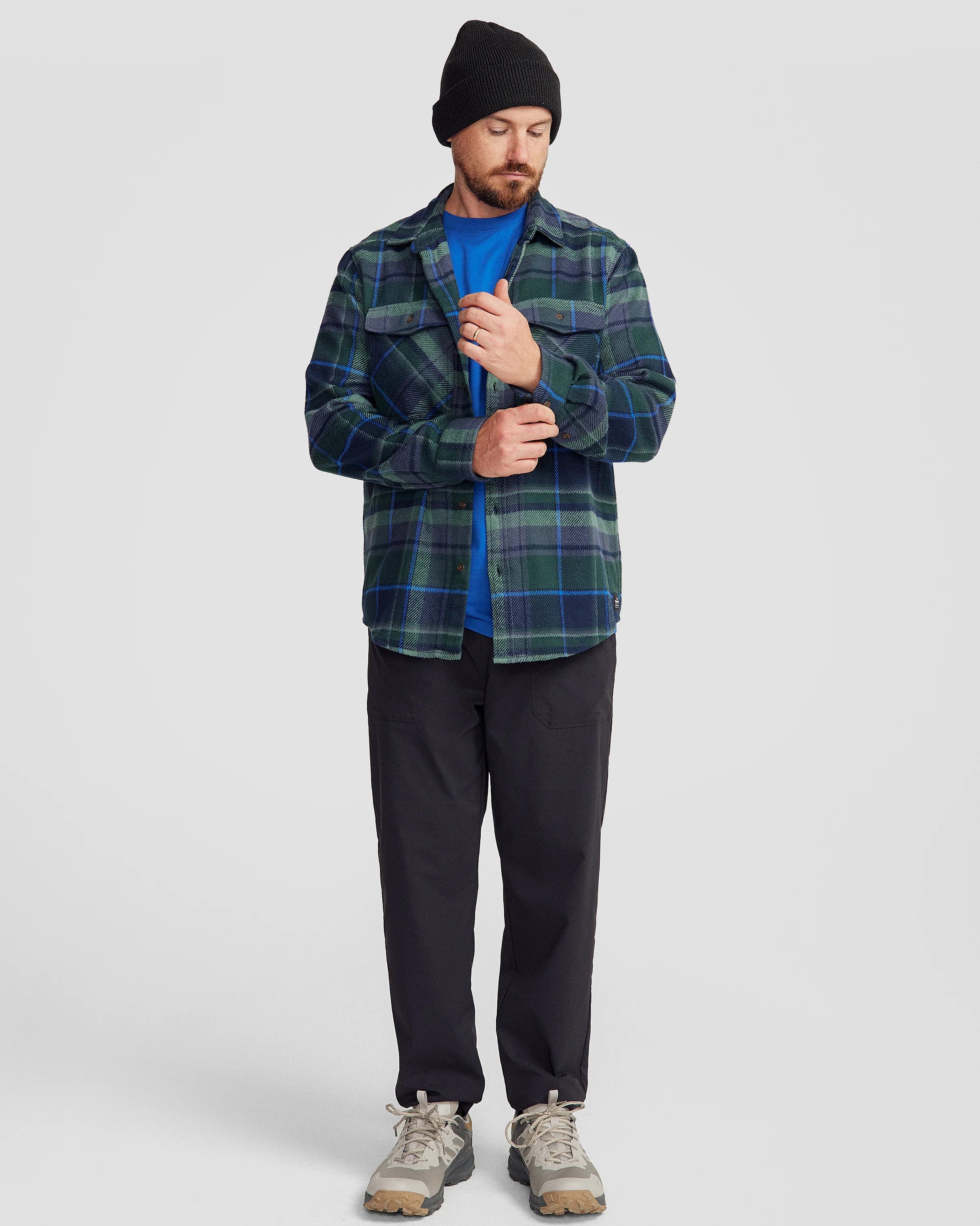 Men's Huntly Long Sleeve Shirt - Hut Plaid Deep Forest - Image 7