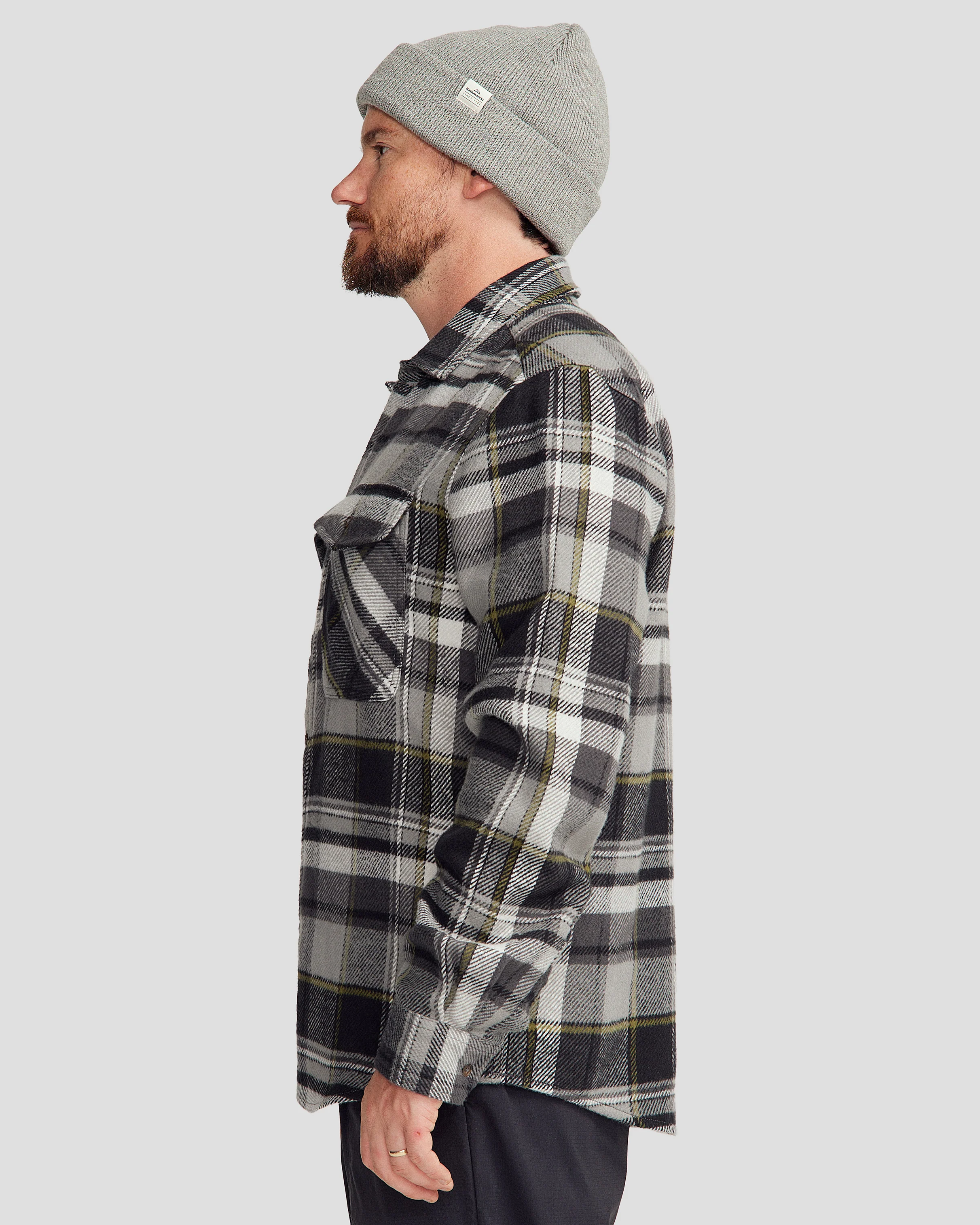 Men's Huntly Long Sleeve Shirt - Hut Plaid Steel Grey - Image 3