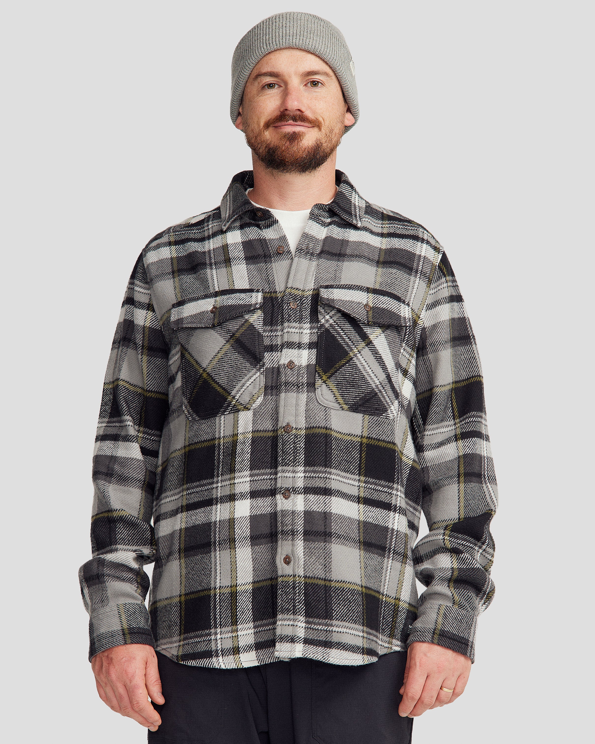 Men's Huntly Long Sleeve Shirt - Hut Plaid Steel Grey - Image 7