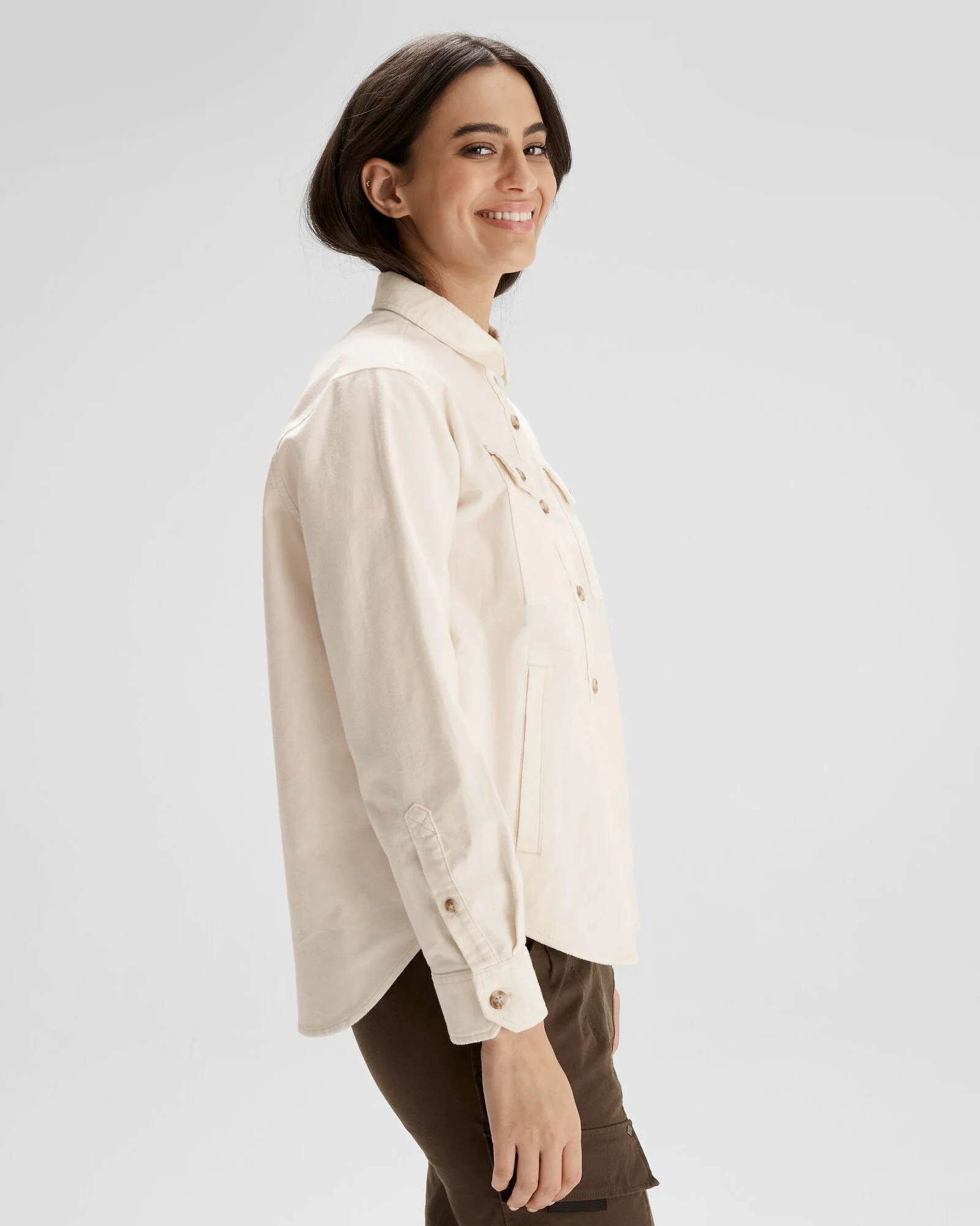 Women's Huntly Moleskin Long Sleeve Shirt - Natural - Image 3