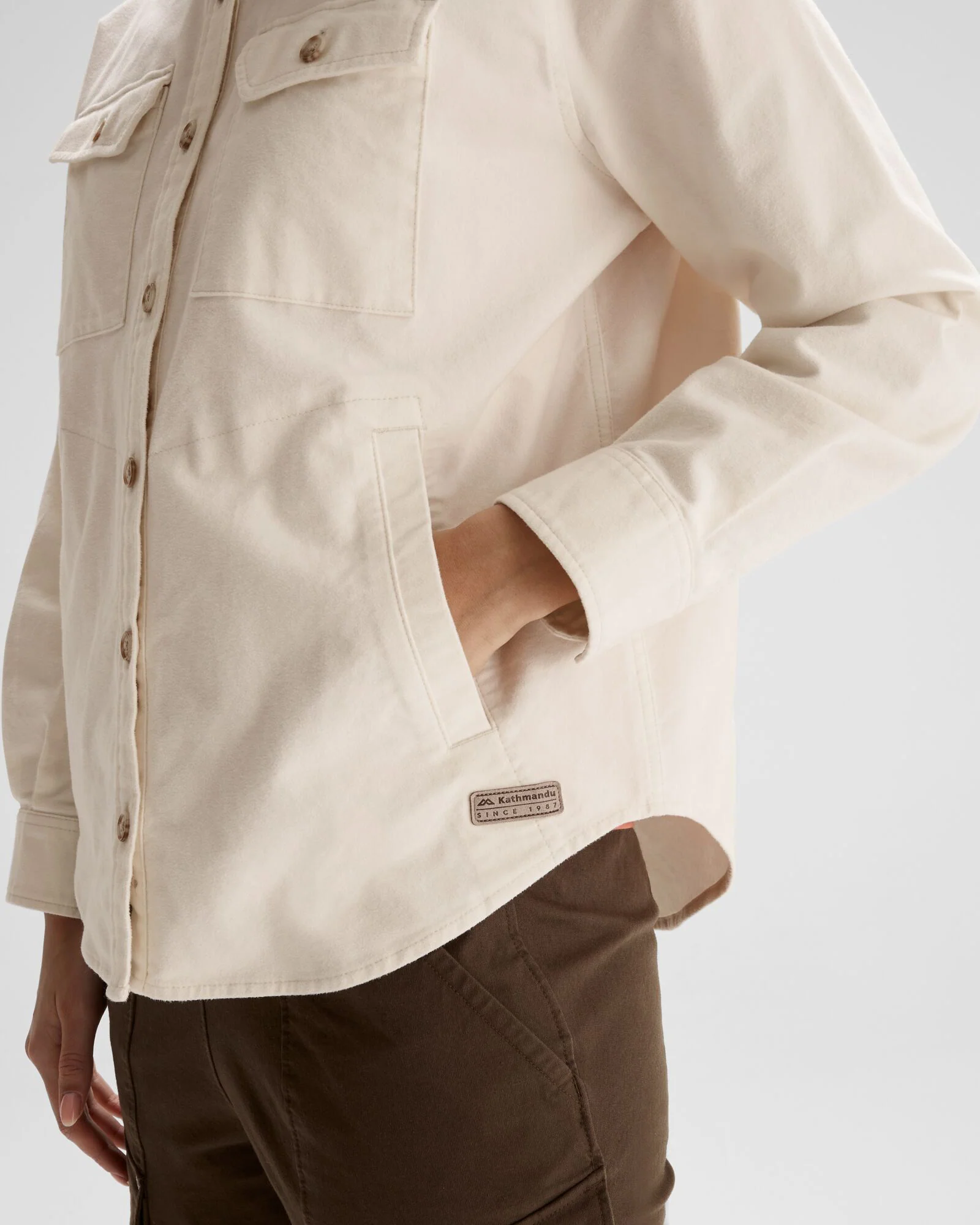 Women's Huntly Moleskin Long Sleeve Shirt - Natural - Image 5