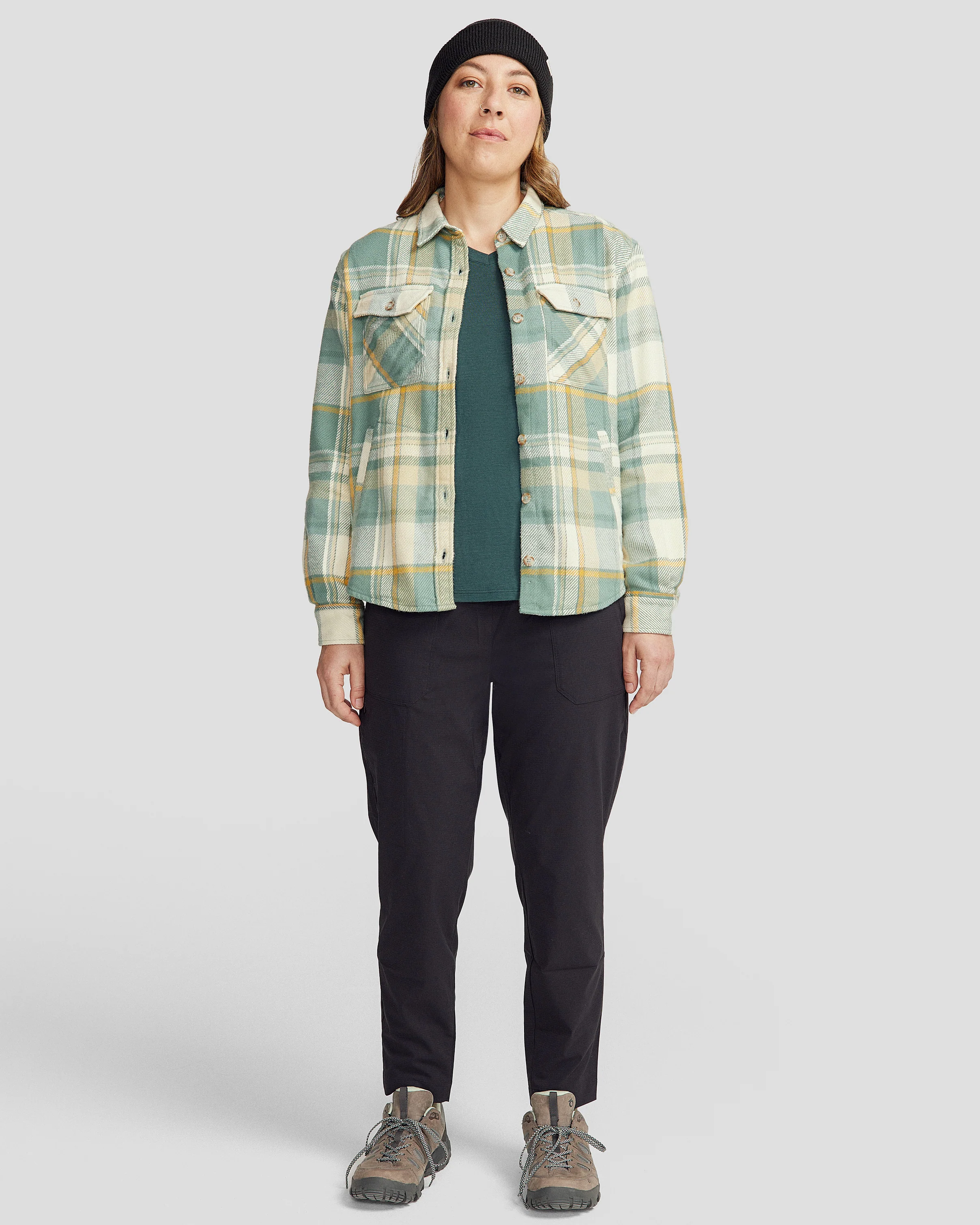 Women’s Huntly Long Sleeve Shirt - Cabin Plaid Light Forest - Image 2