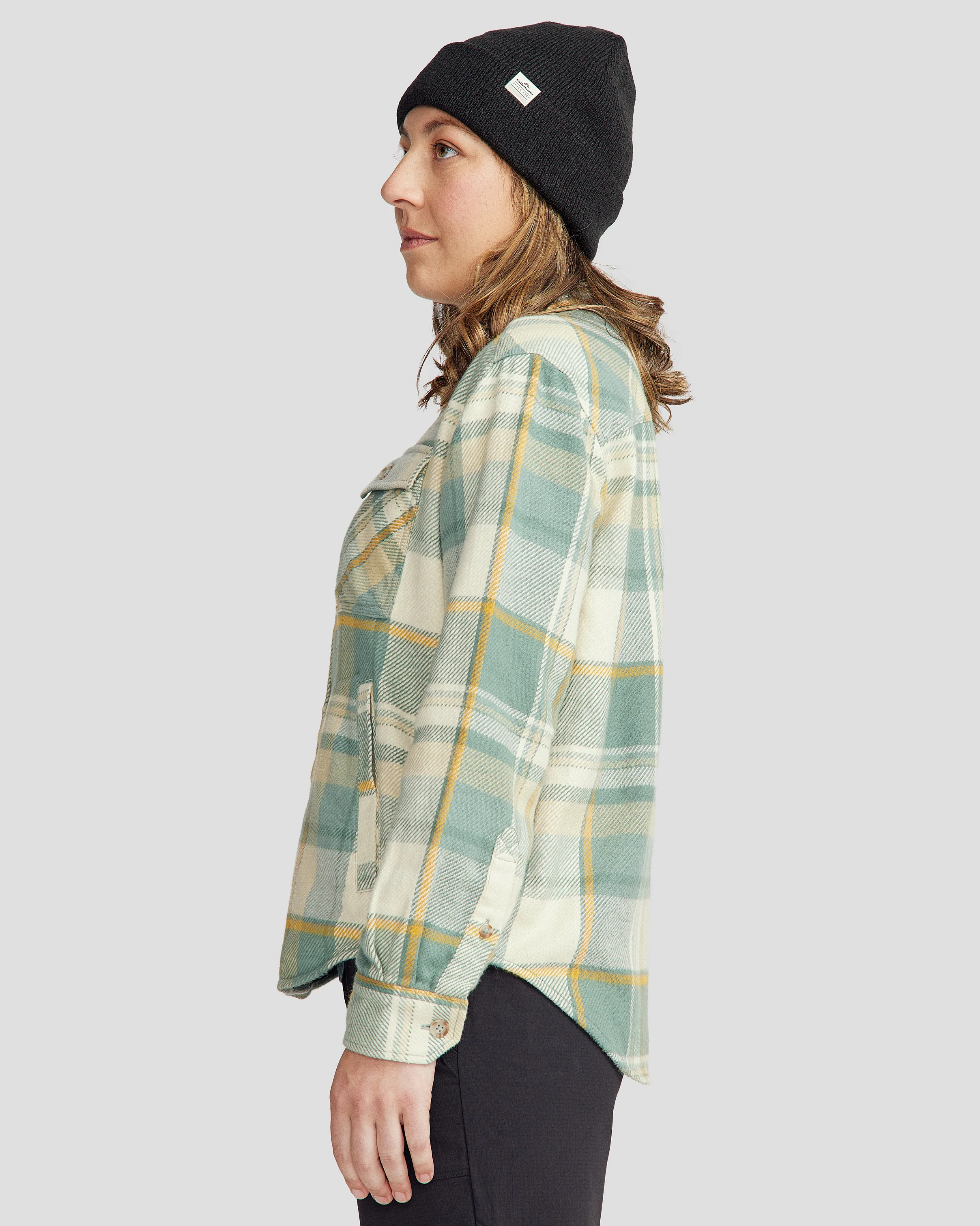 Women’s Huntly Long Sleeve Shirt - Cabin Plaid Light Forest - Image 3